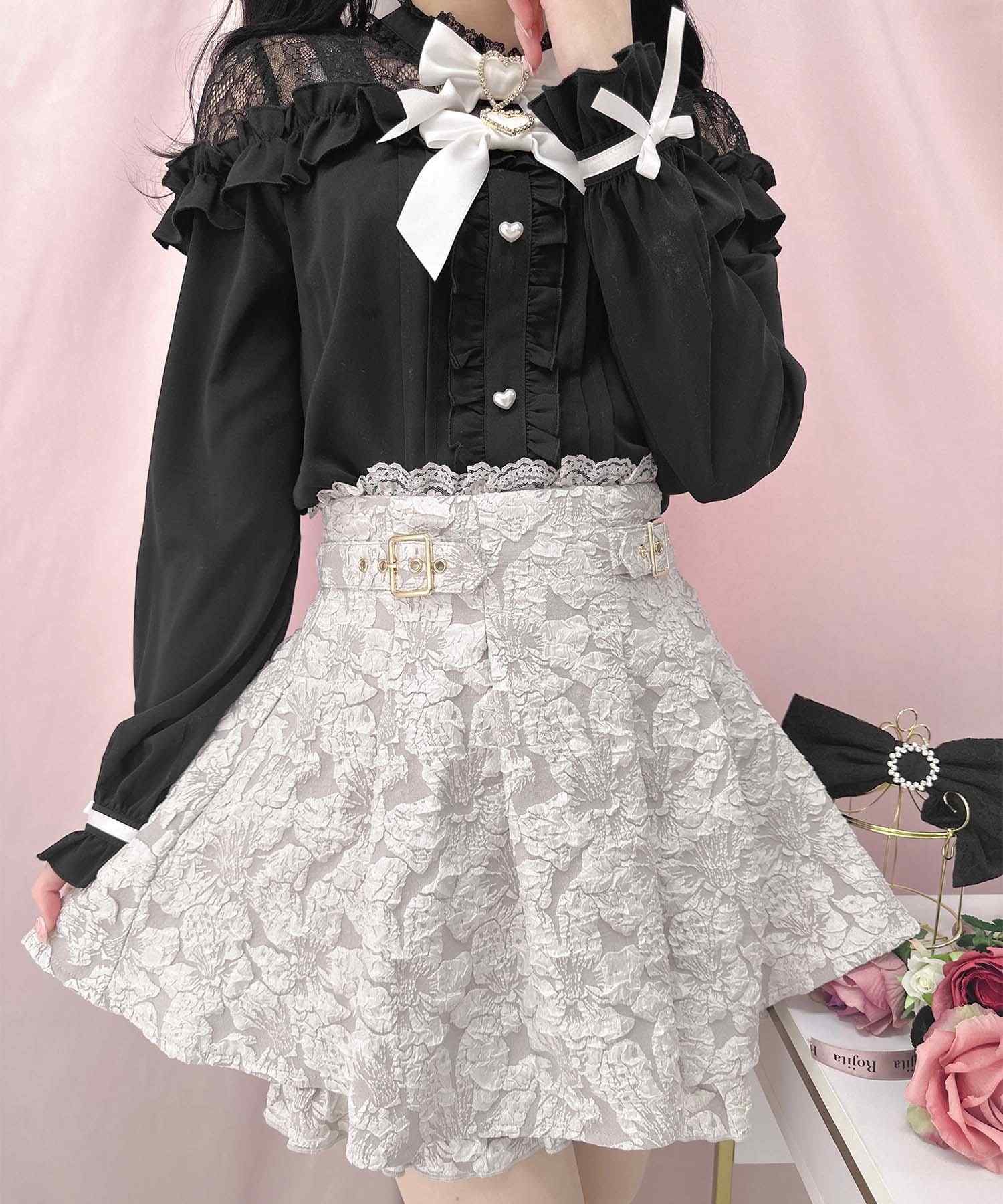 ロジータ ROJITA ウエストWベルトジャガードスカパン,グレー