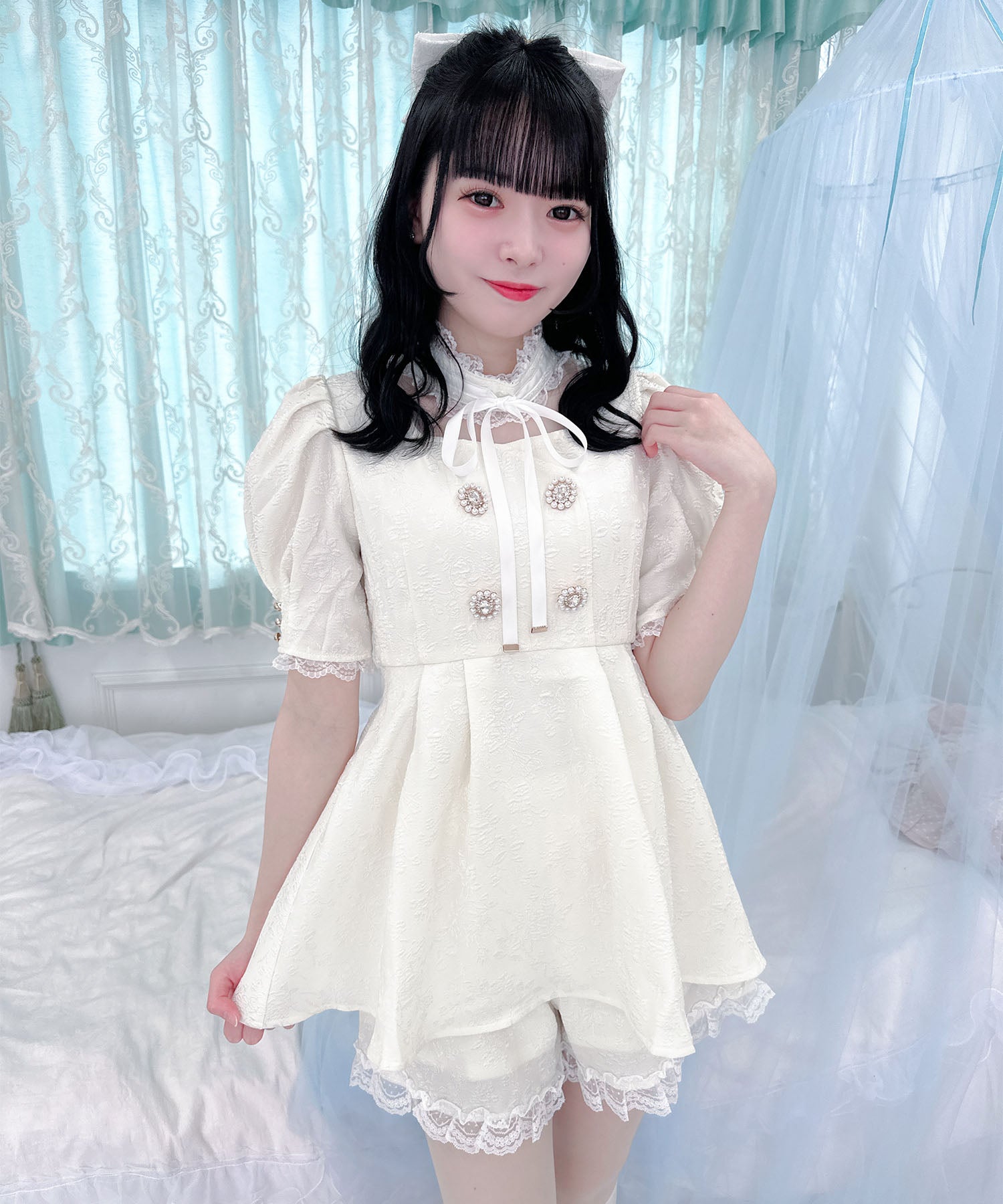 ロジータ ROJITA 花柄ふくれジャガード セットアップ,アイボリー