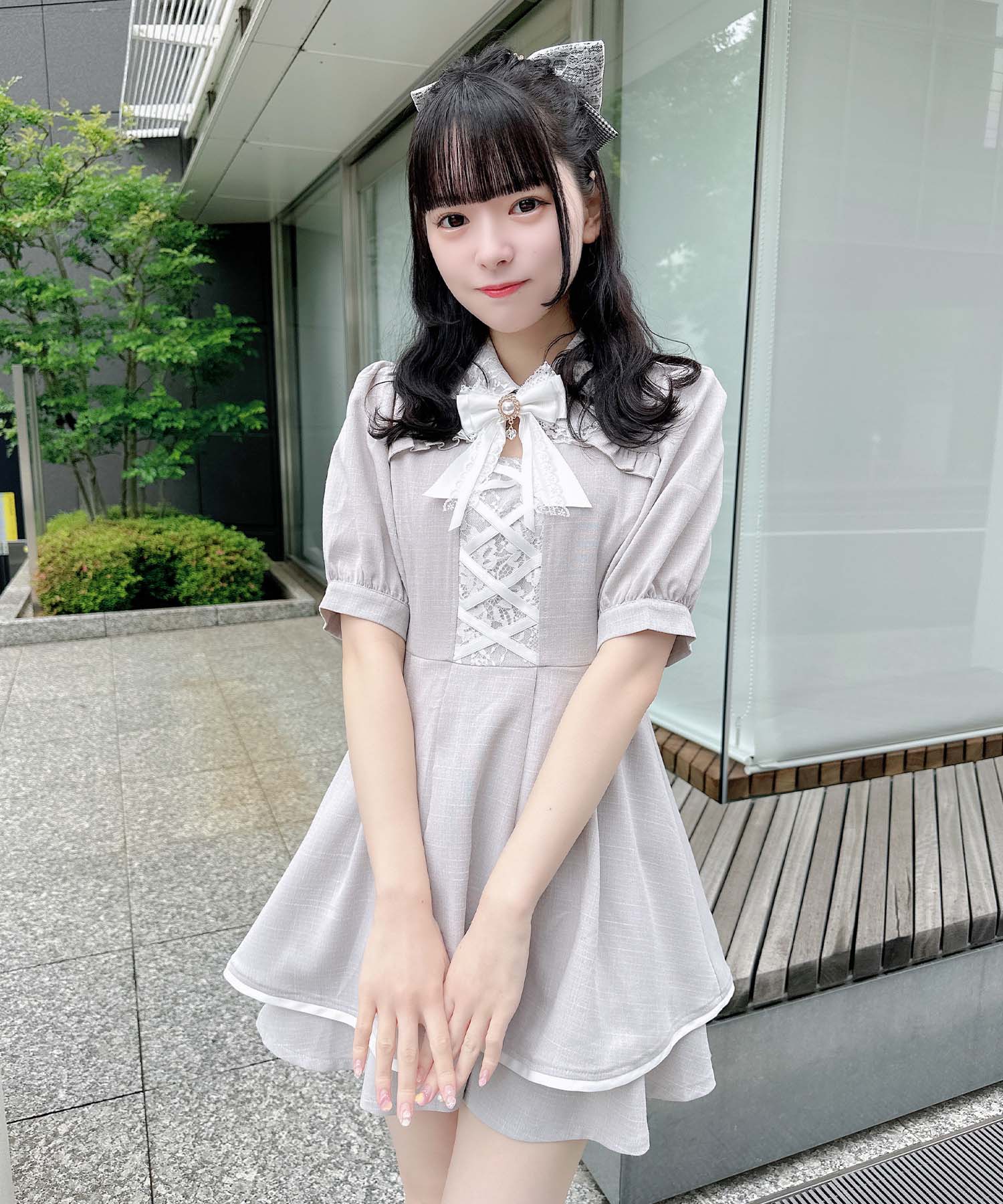 ロジータ ROJITA フロントレースアップセットアップ (グレー) グレー