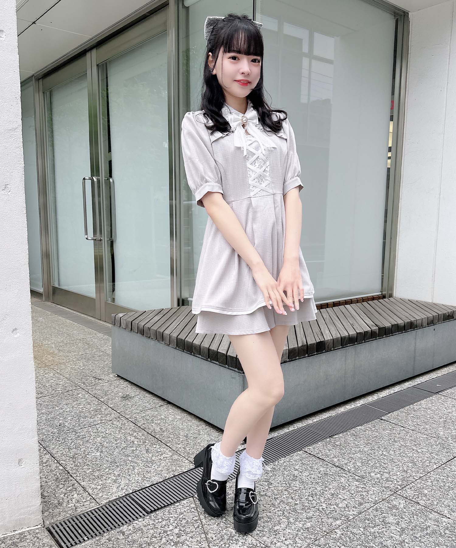 ロジータ ROJITA フロントレースアップセットアップ (グレー) グレー