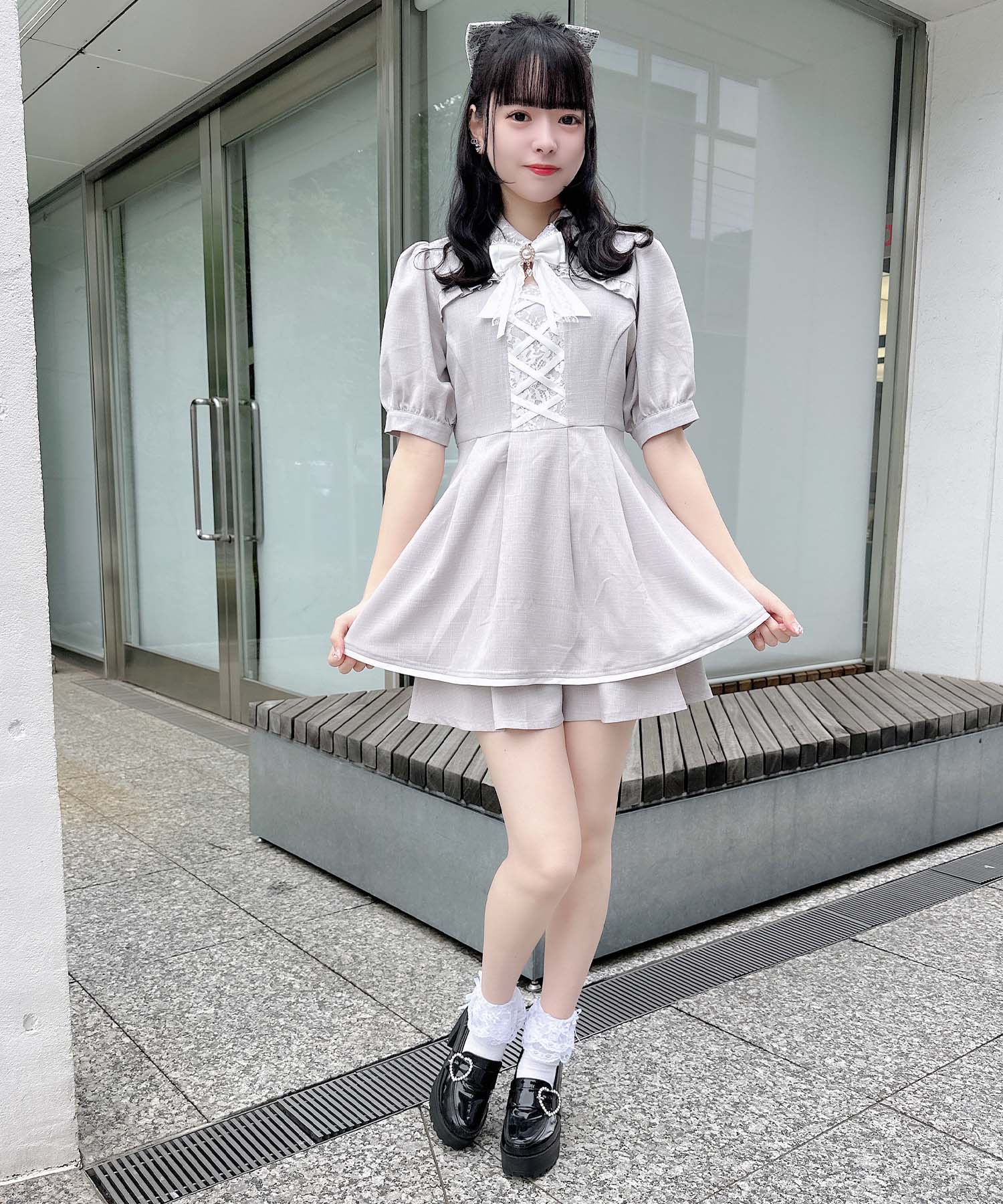 ロジータ ROJITA フロントレースアップセットアップ (グレー) グレー