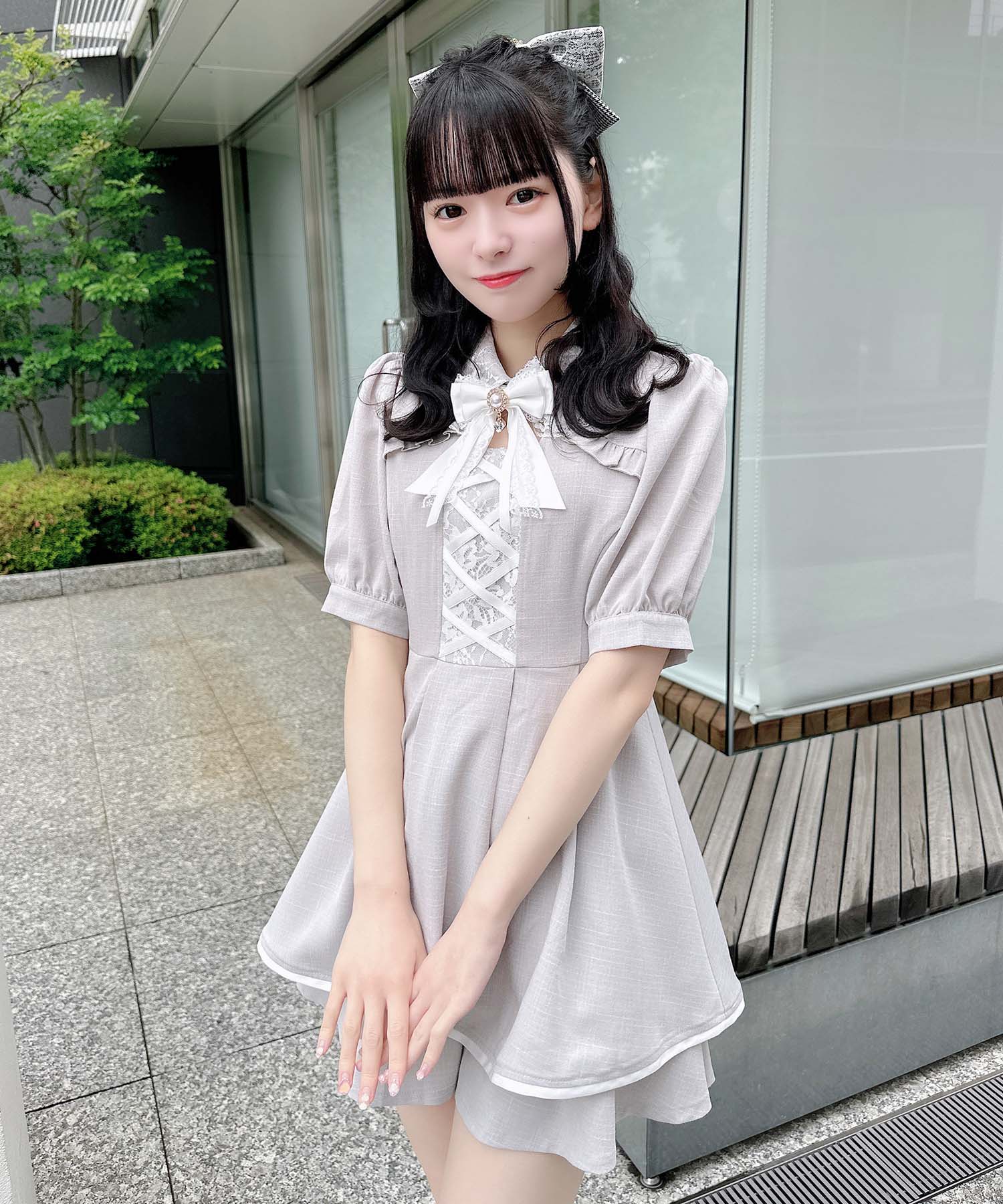 ロジータ ROJITA フロントレースアップセットアップ (グレー) グレー