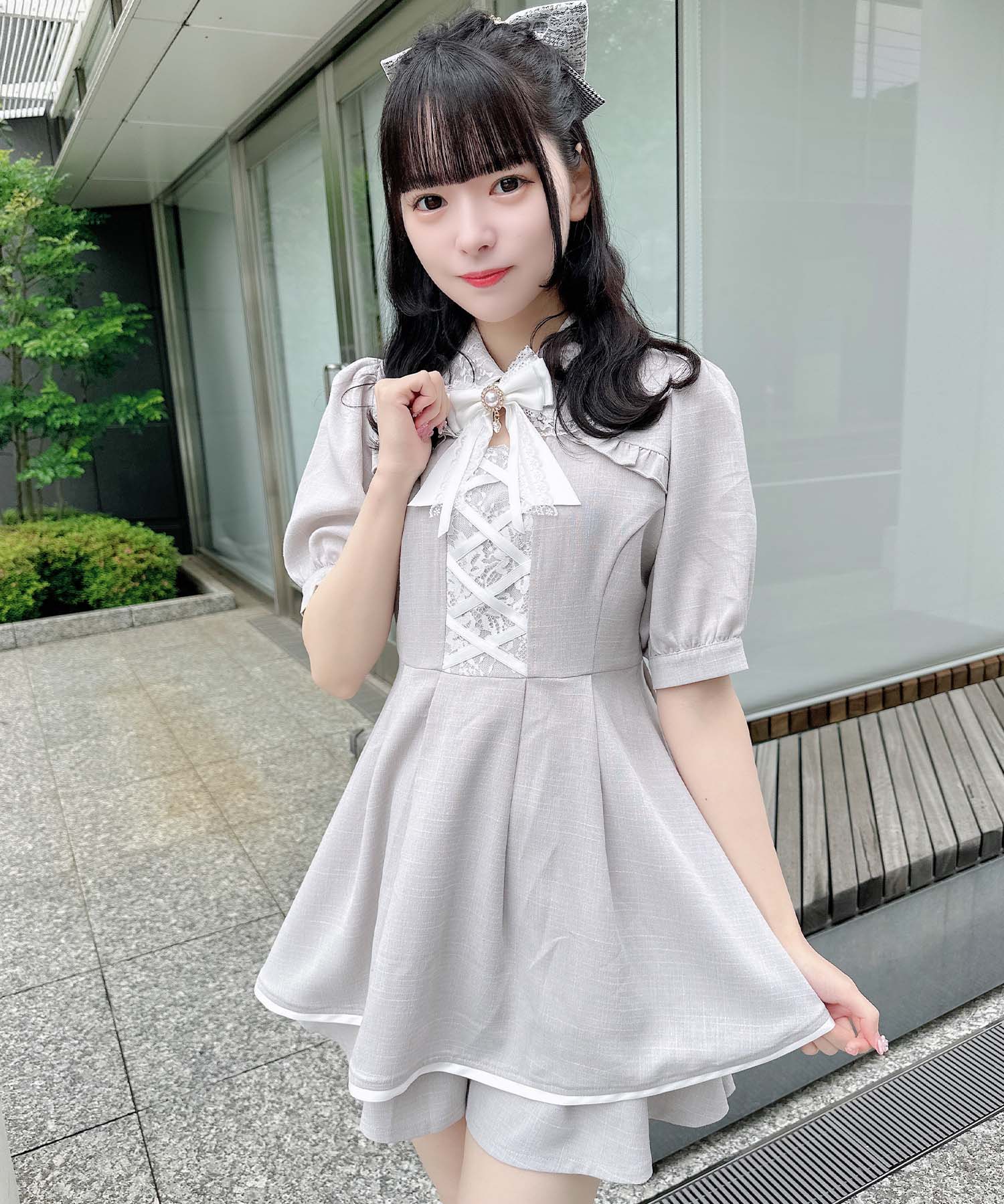 ロジータ ROJITA フロントレースアップセットアップ (グレー) グレー