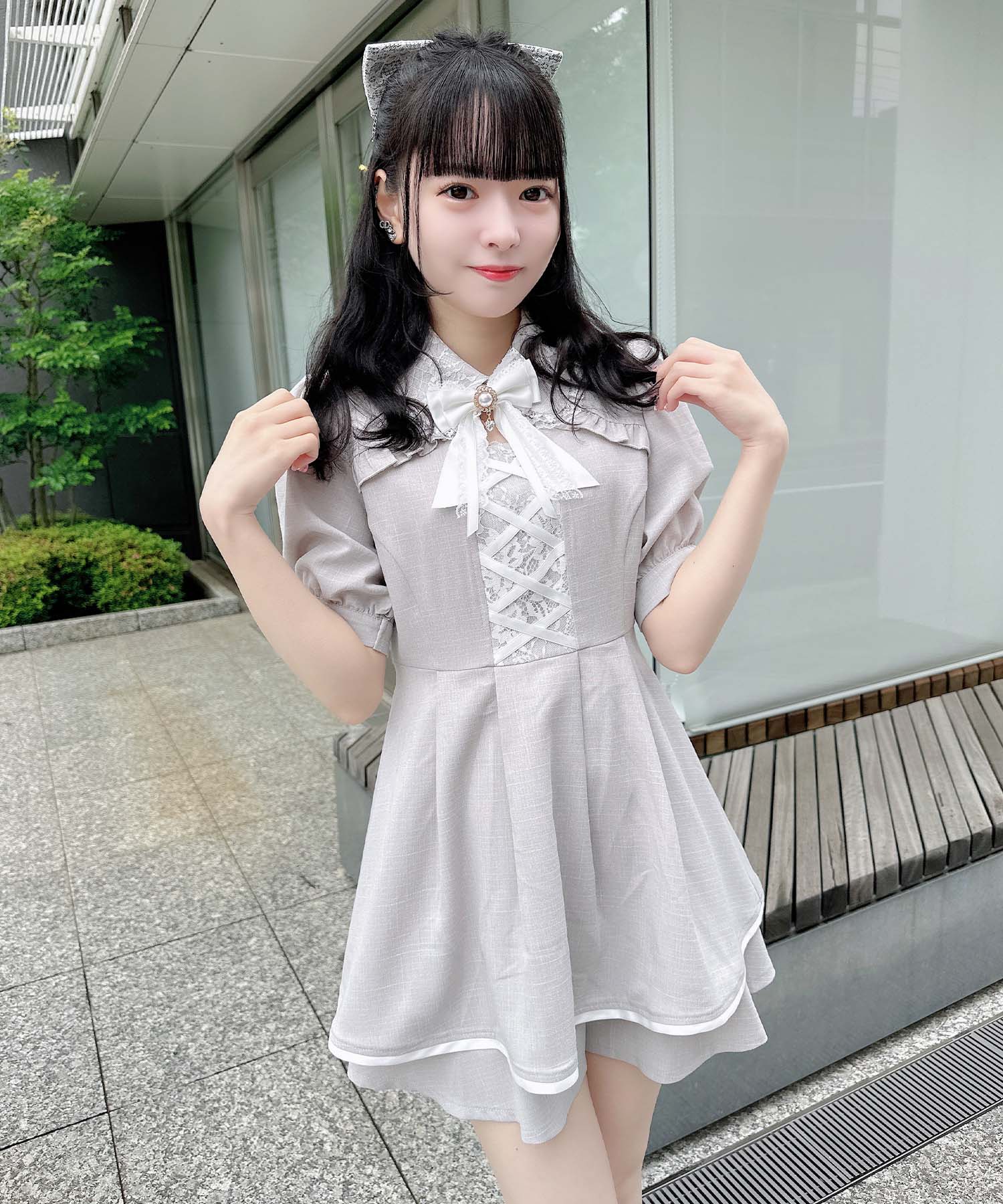 ロジータ ROJITA フロントレースアップセットアップ (グレー) グレー