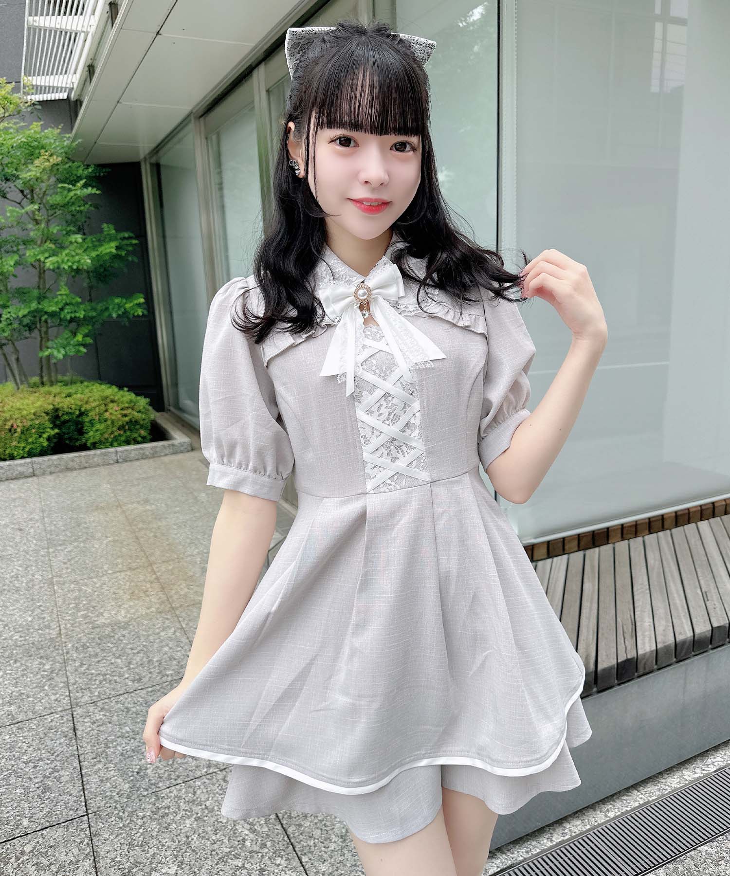 ロジータ ROJITA フロントレースアップセットアップ (グレー) グレー