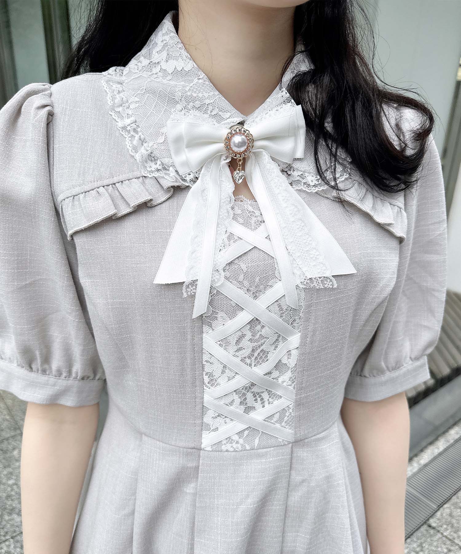 ロジータ ROJITA フロントレースアップセットアップ (グレー) グレー