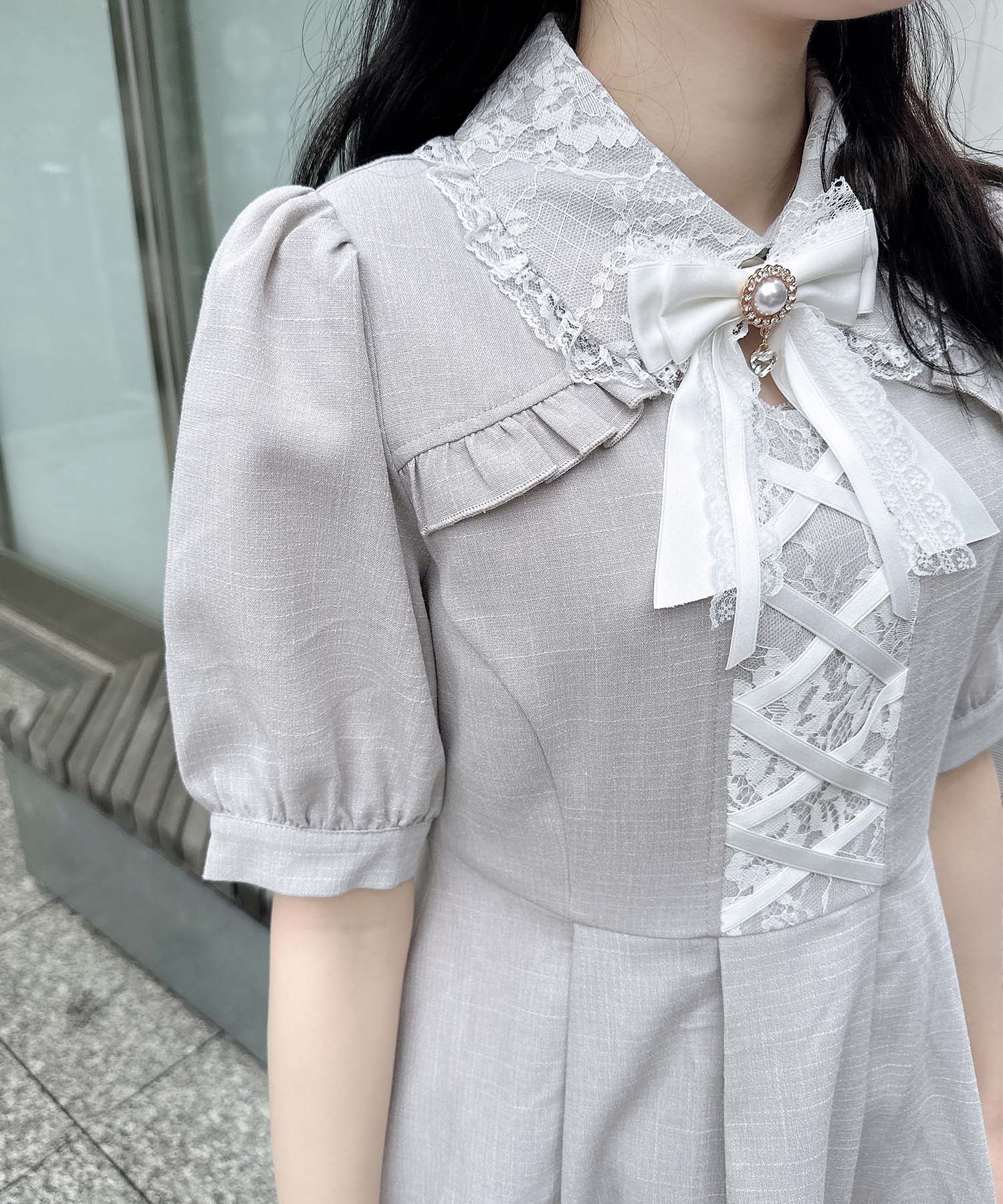 ロジータ ROJITA フロントレースアップセットアップ (グレー) グレー