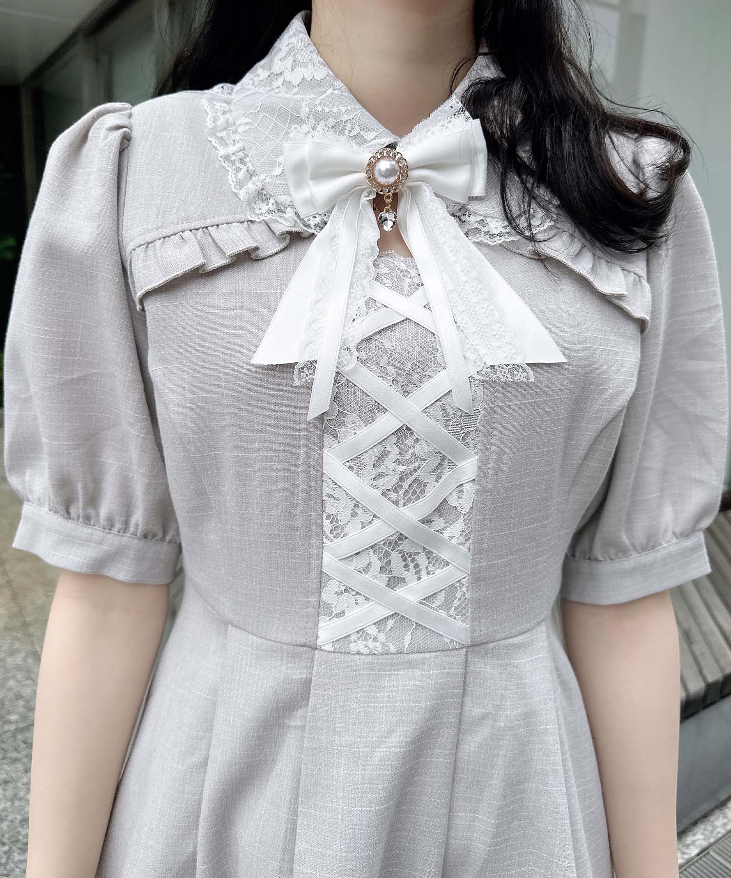 ロジータ ROJITA フロントレースアップセットアップ (グレー) グレー