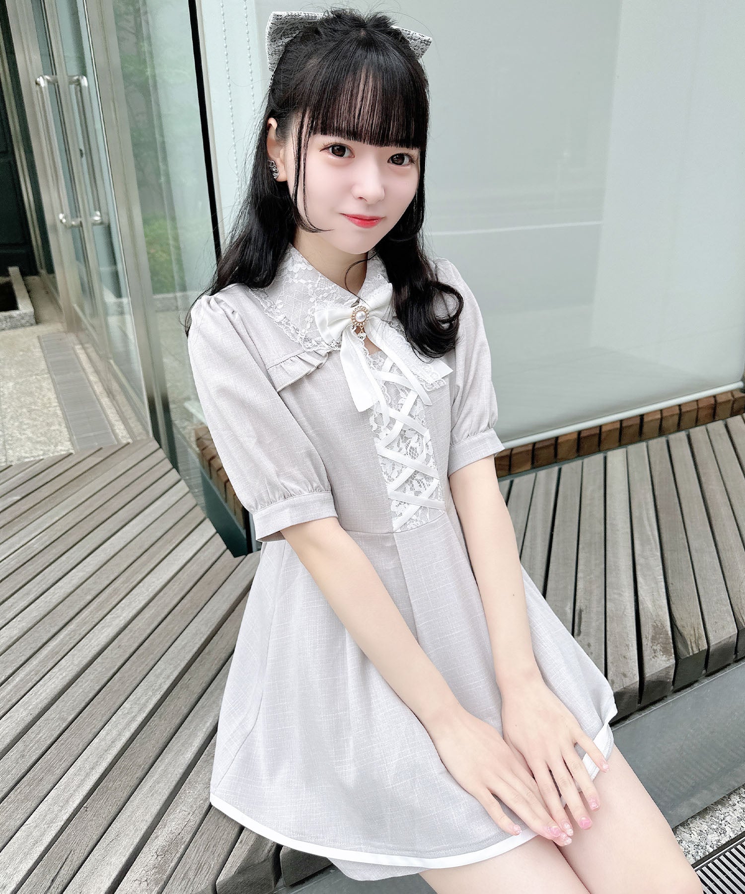 ロジータ ROJITA フロントレースアップセットアップ (グレー) グレー