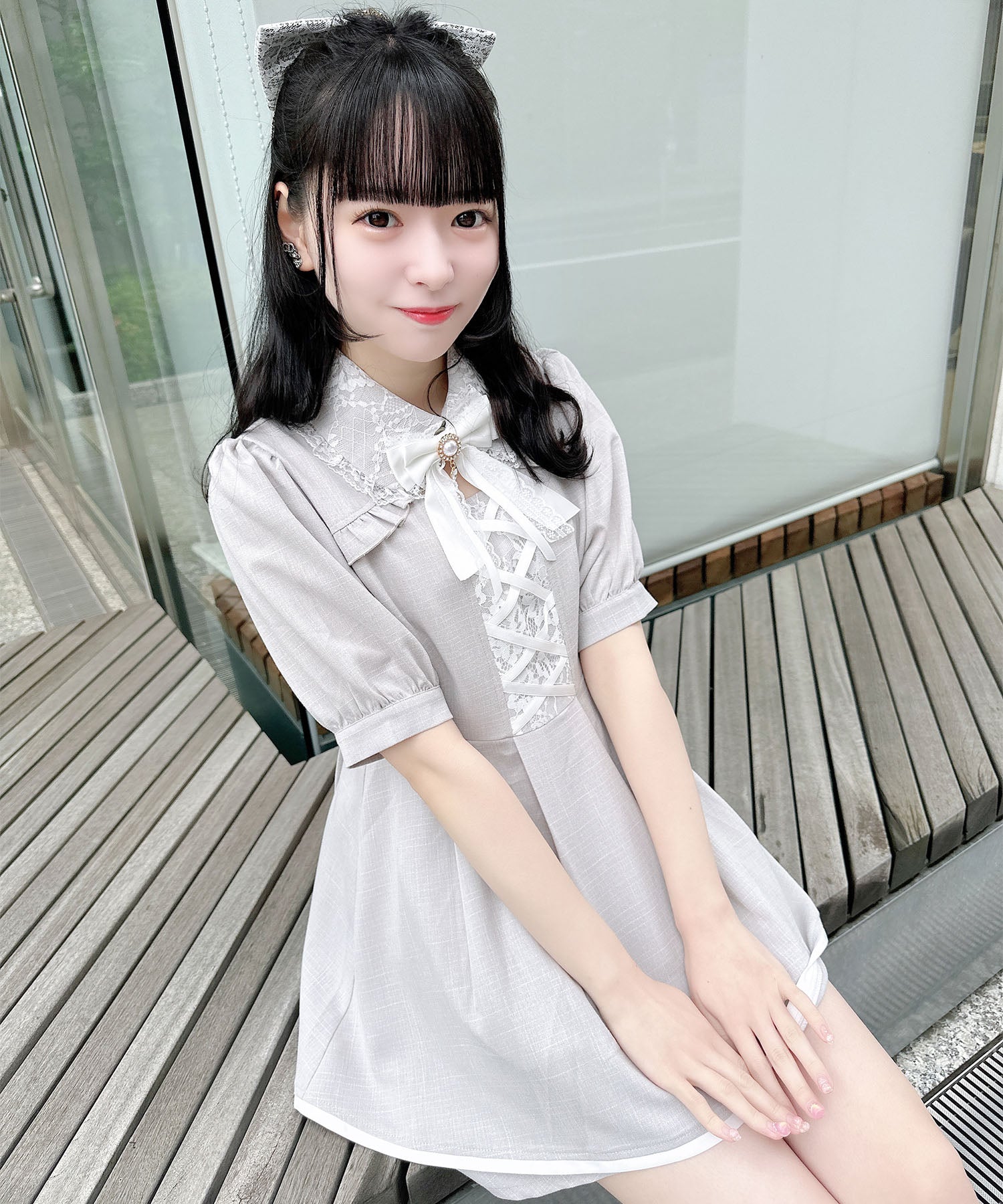 ロジータ ROJITA フロントレースアップセットアップ (グレー) グレー