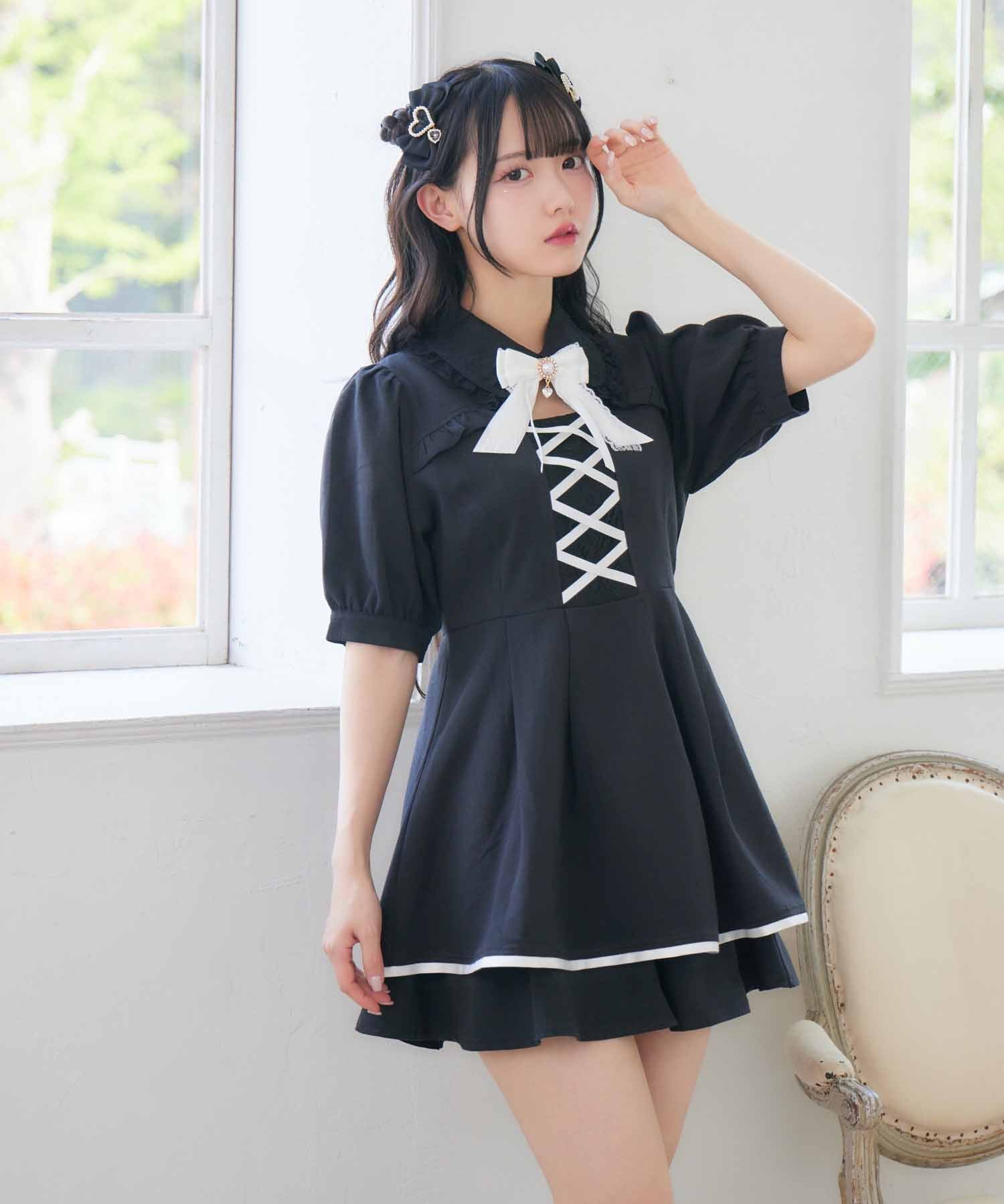 ロジータ ROJITA フロントレースアップセットアップ (ブラック) ブラック