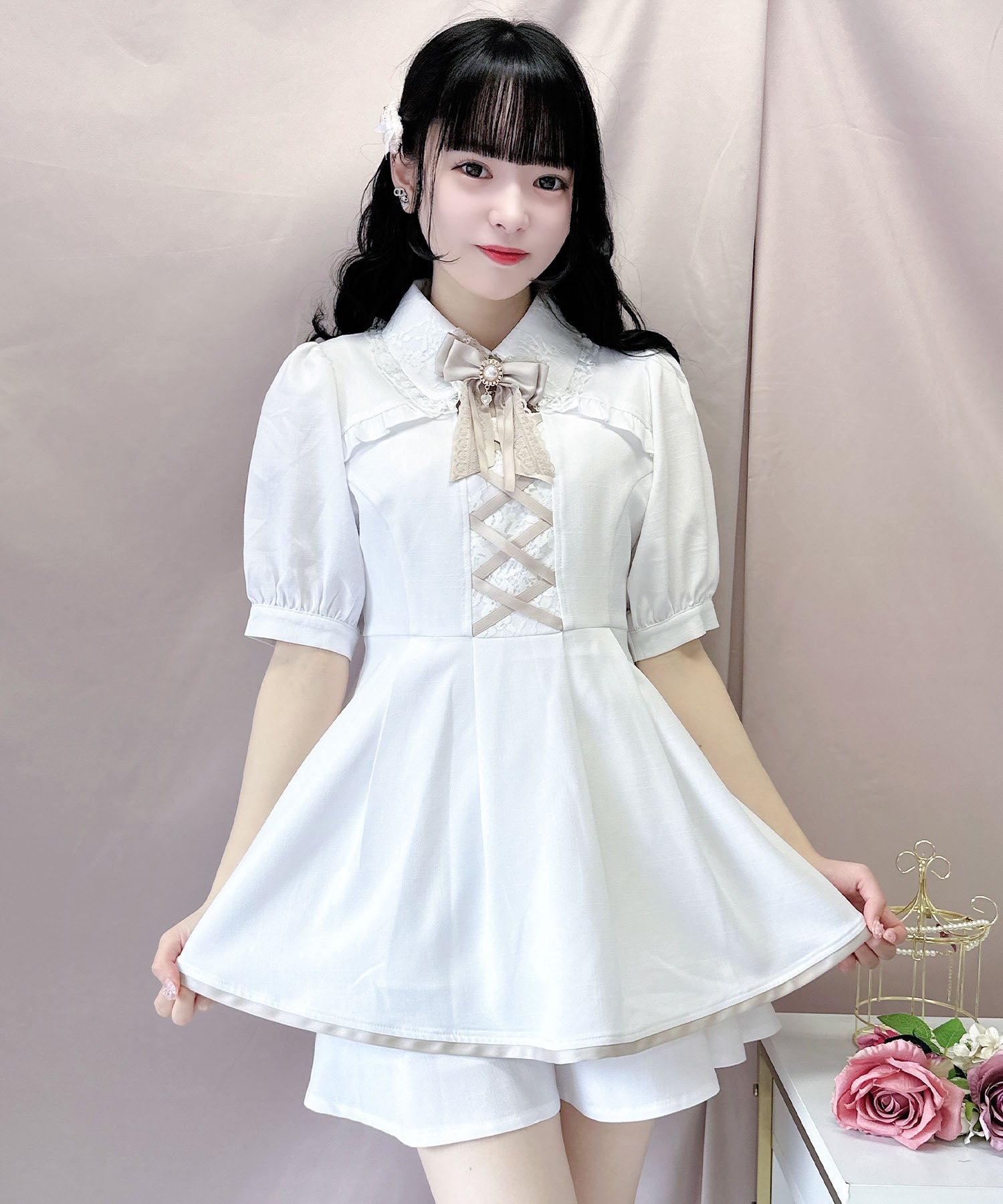 ロジータ ROJITA フロントレースアップセットアップ (ホワイト) ホワイト