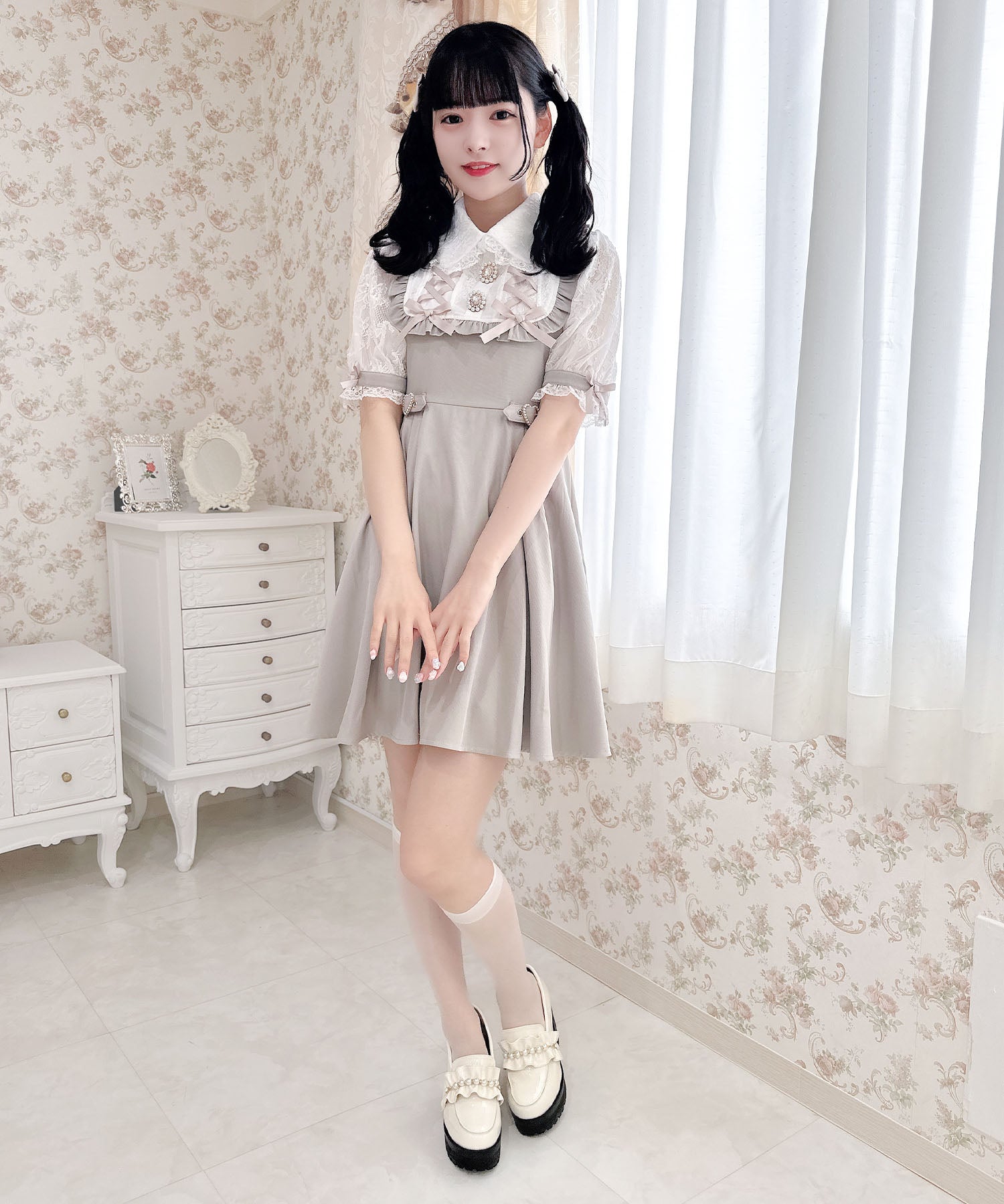 ロジータ ROJITA ヨークレースアップワンピース