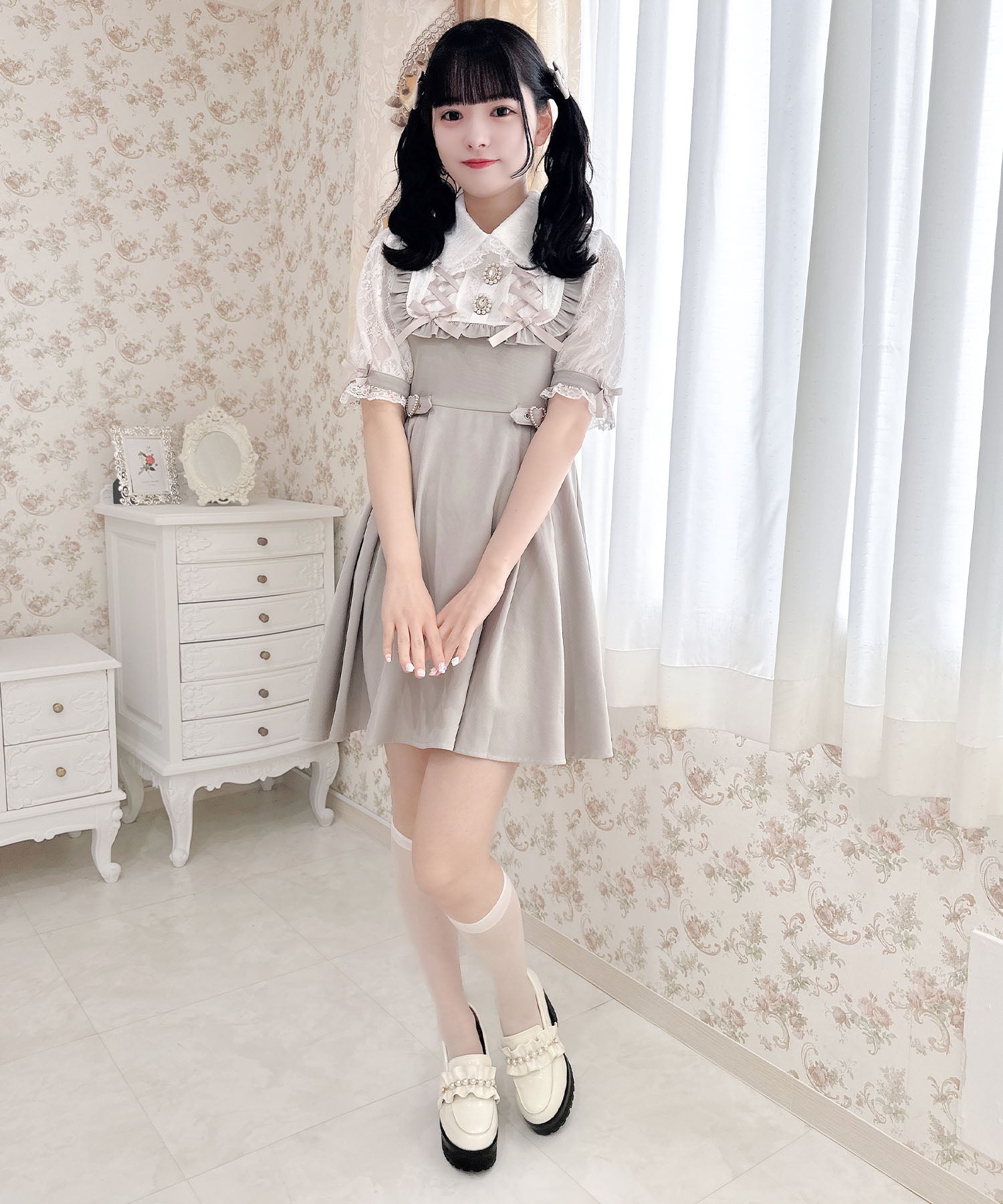 ロジータ ROJITA ヨークレースアップワンピース