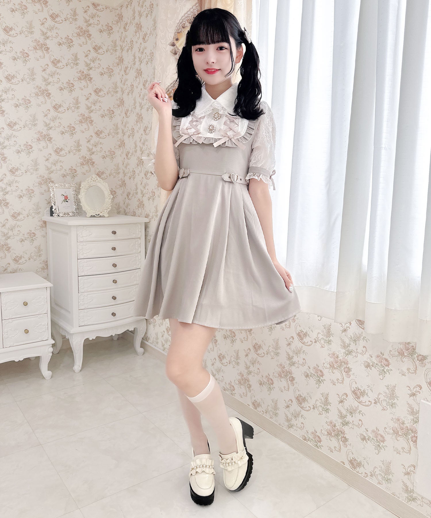 ロジータ ROJITA ヨークレースアップワンピース