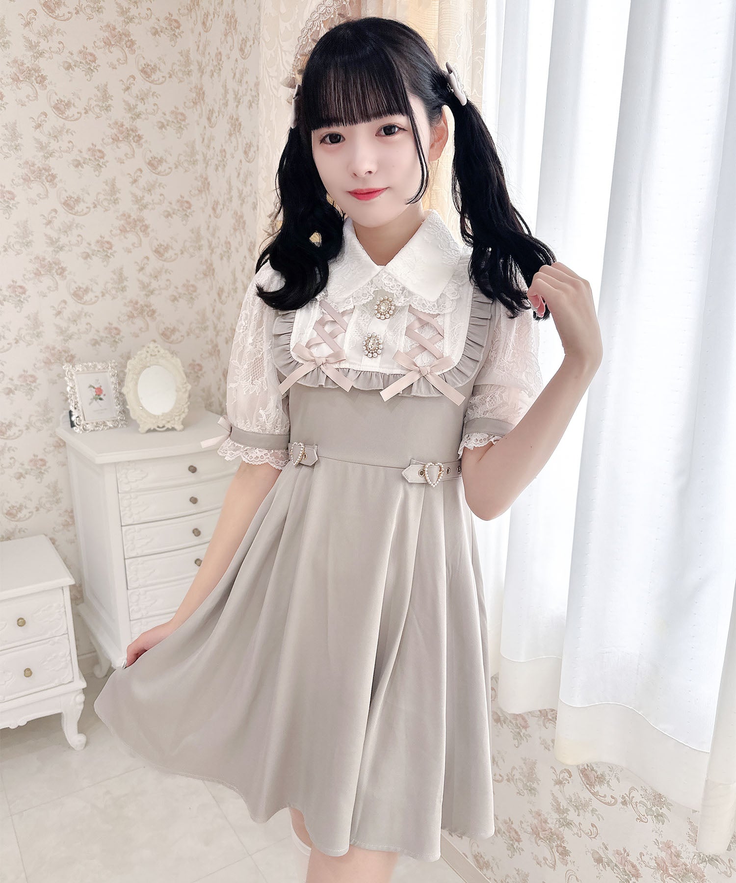 ロジータ ROJITA ヨークレースアップワンピース