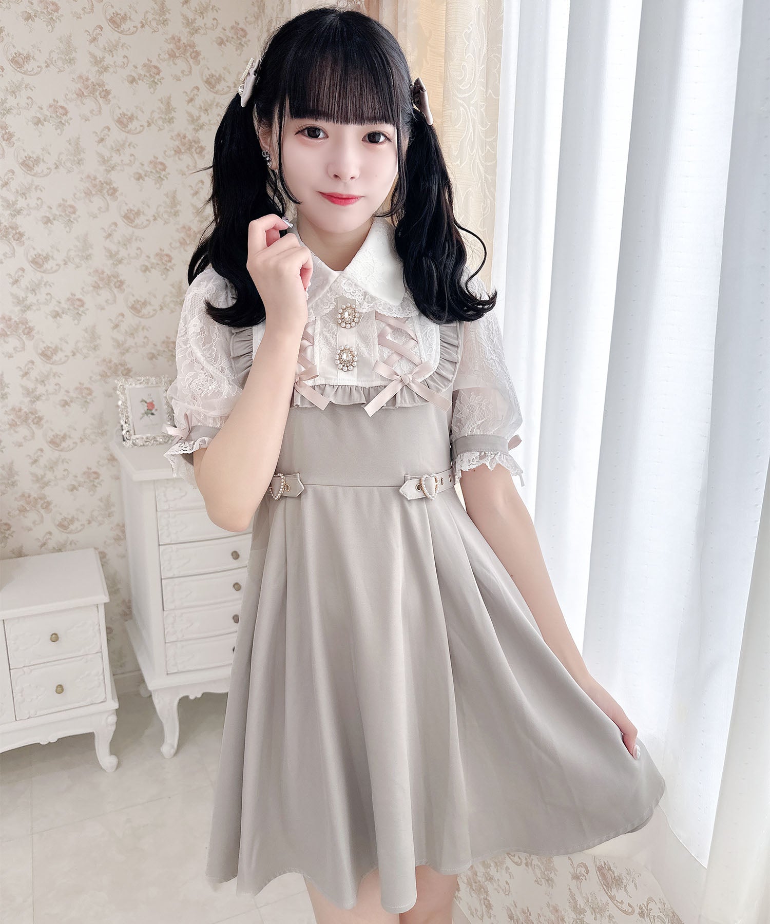 ロジータ ROJITA ヨークレースアップワンピース