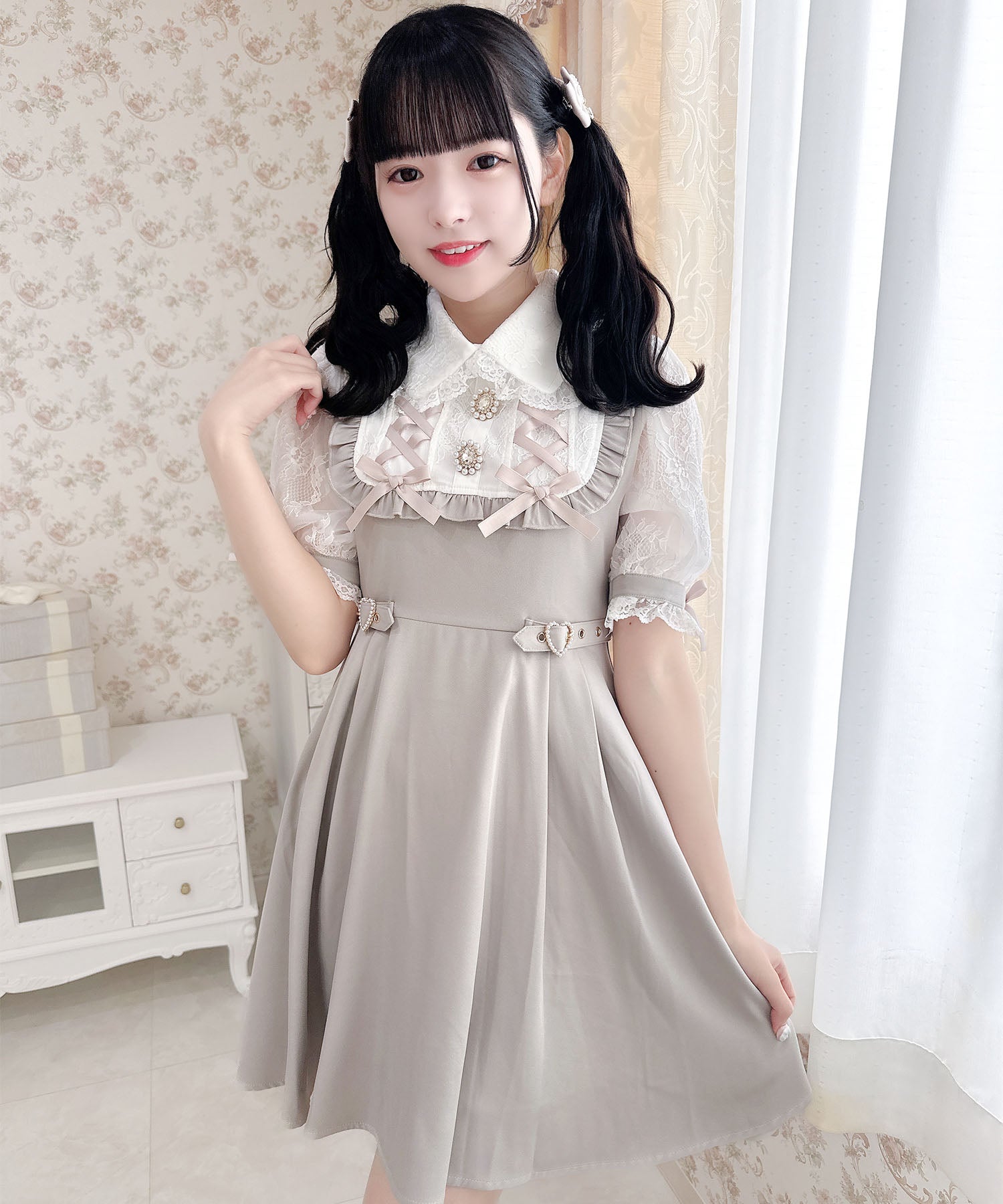 ロジータ ROJITA ヨークレースアップワンピース