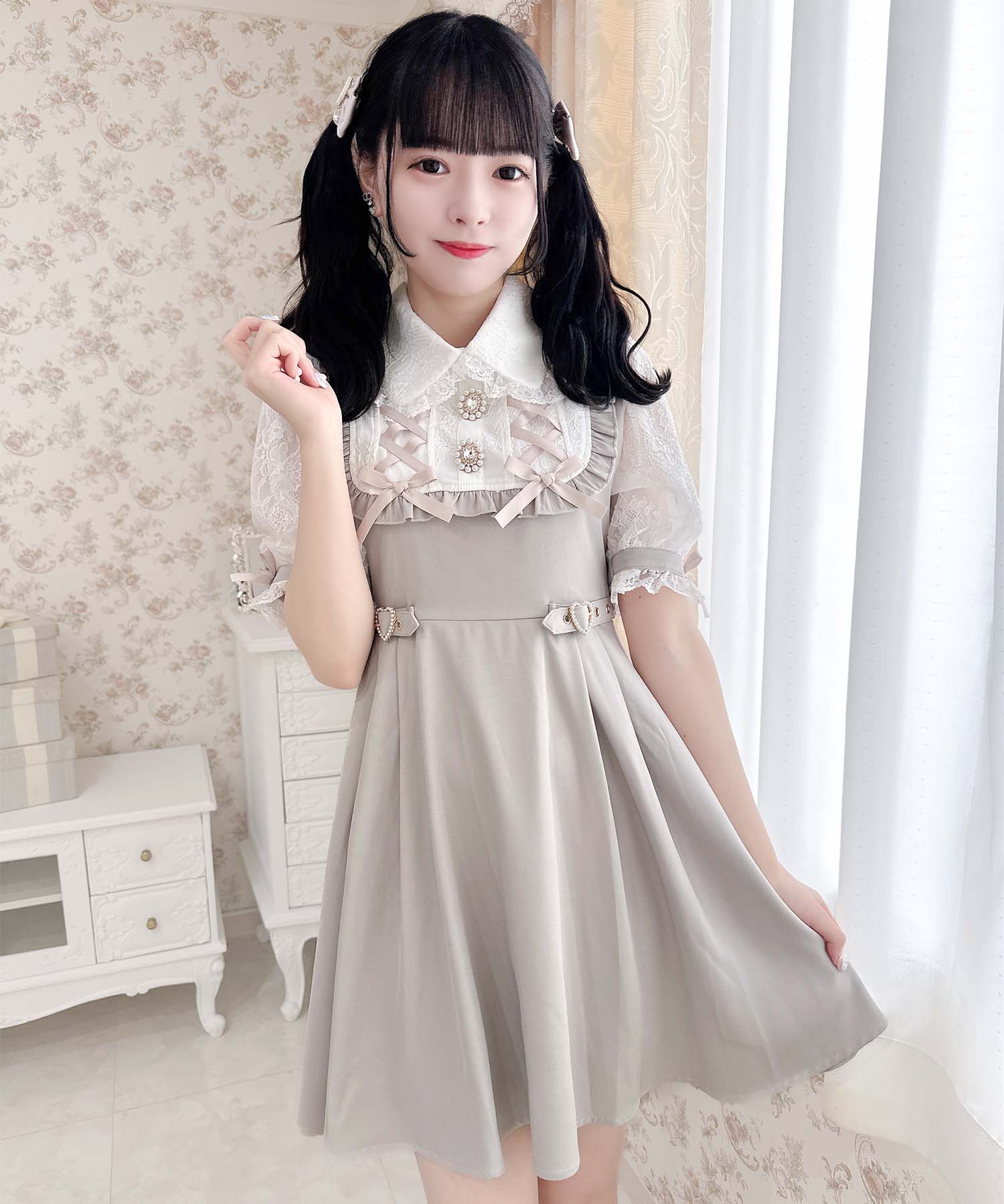 ロジータ ROJITA ヨークレースアップワンピース