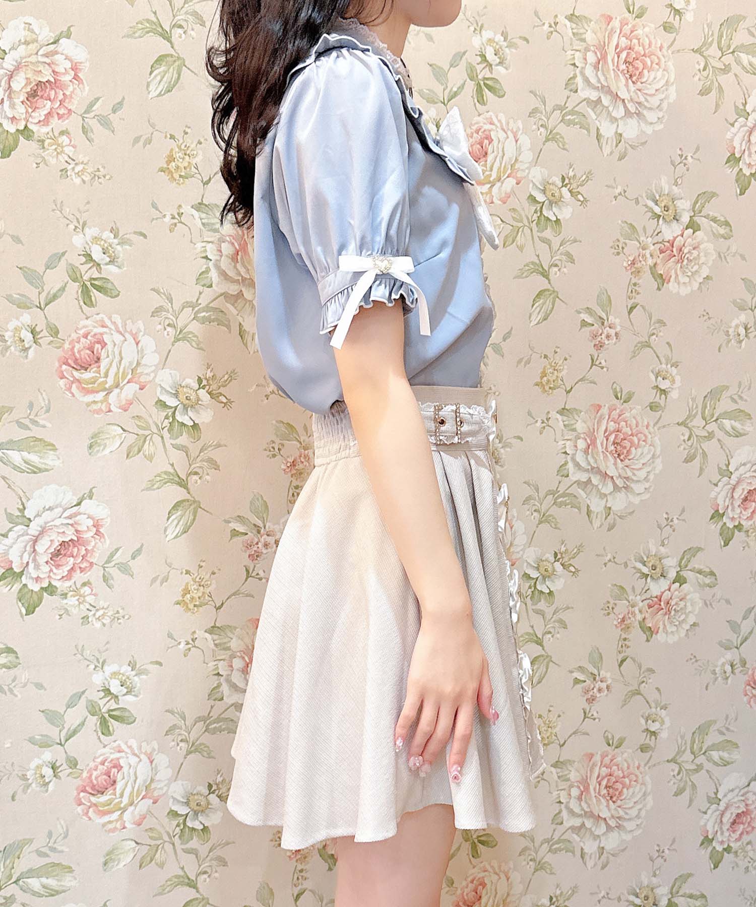 ロジータ ROJITA パールチェーンリボンブローチ付ブラウス