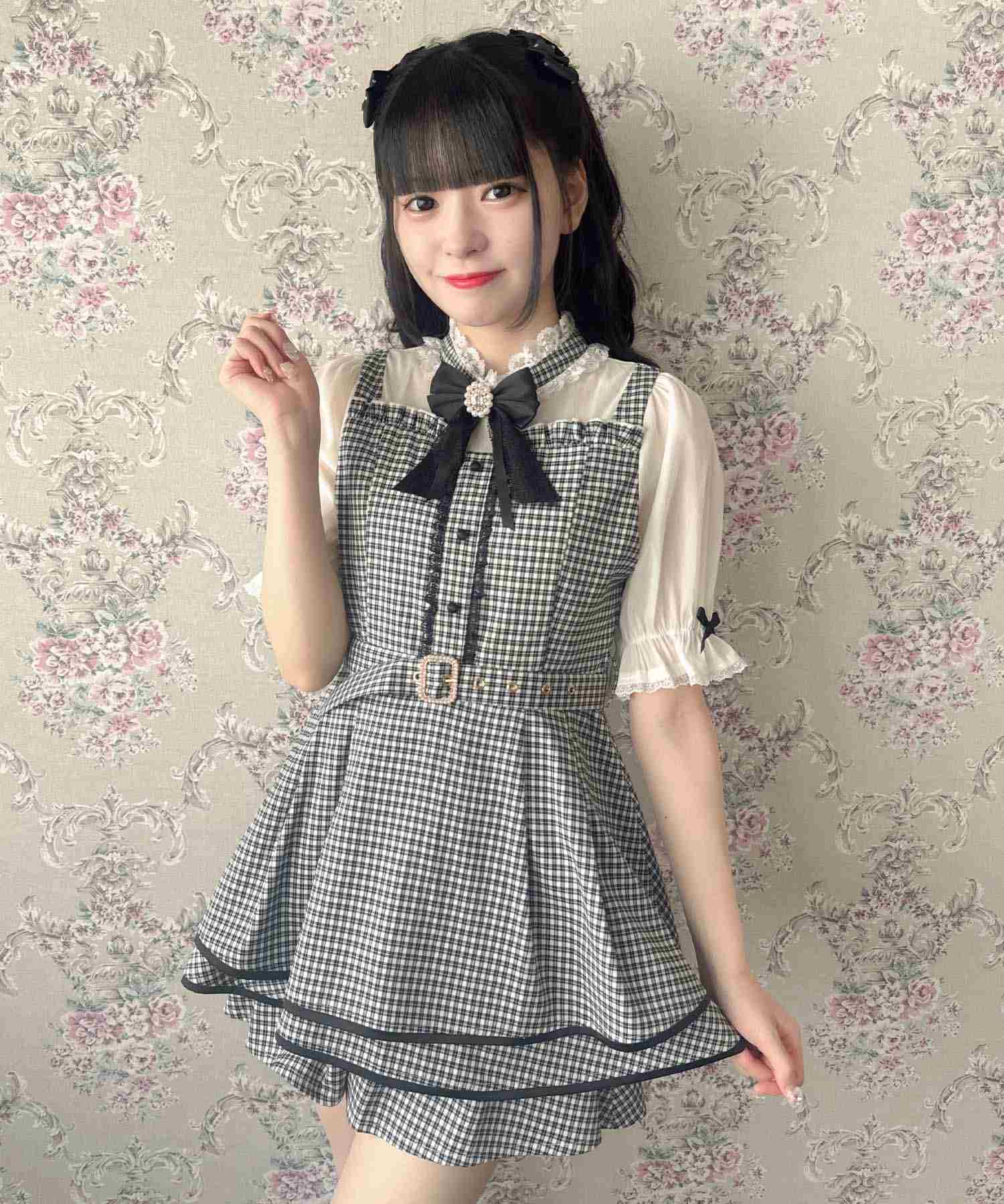 ロジータ ROJITA ベルト付きレイヤードセットアップ,ブラックチェック