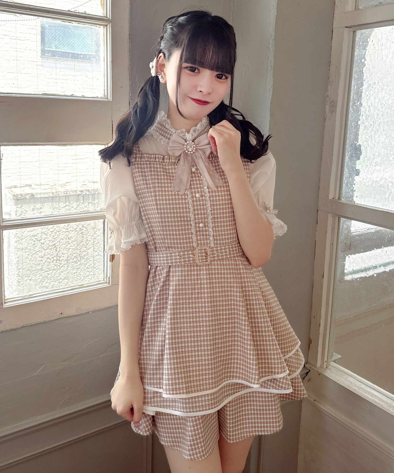 ロジータ ROJITA ベルト付きレイヤードセットアップ,ベージュ