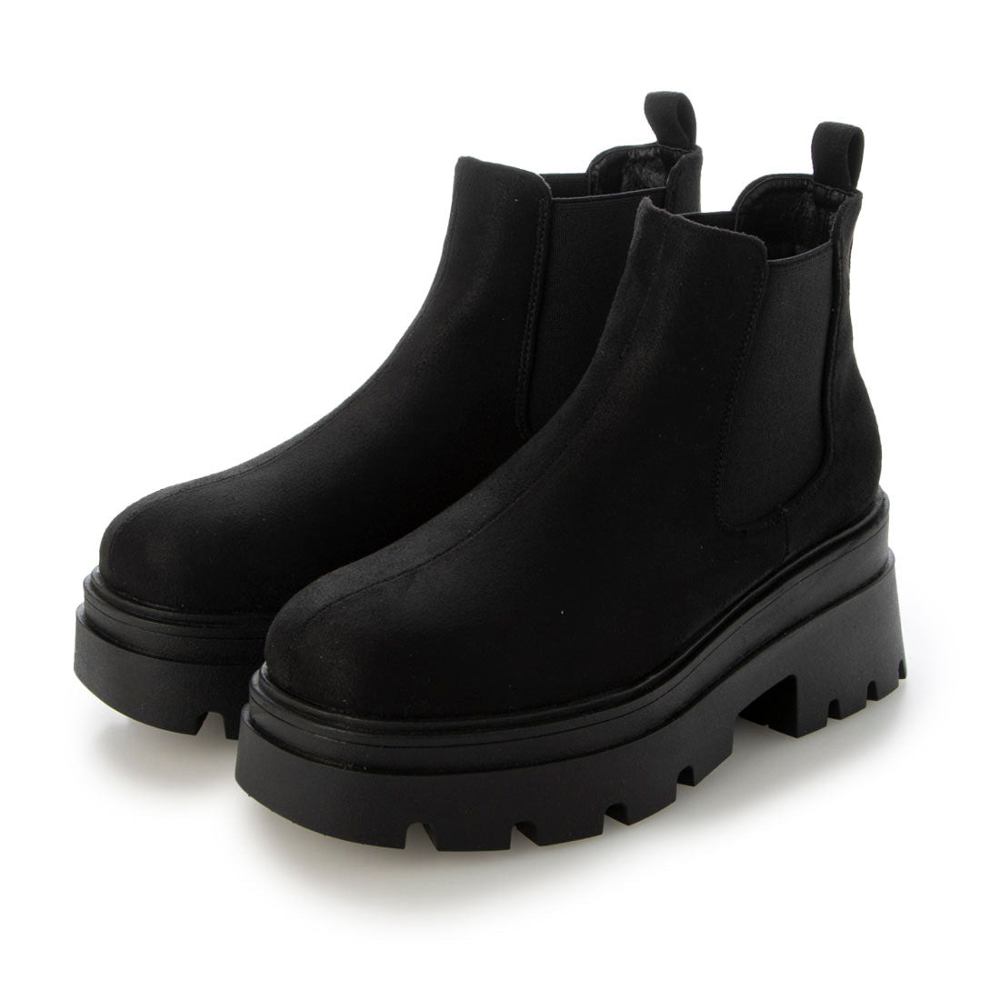 ルームナイン ROOM9 厚底 ショートブーツ レディース サイドゴアブーツ 黒 チェルシーブーツ,ブラックスエード