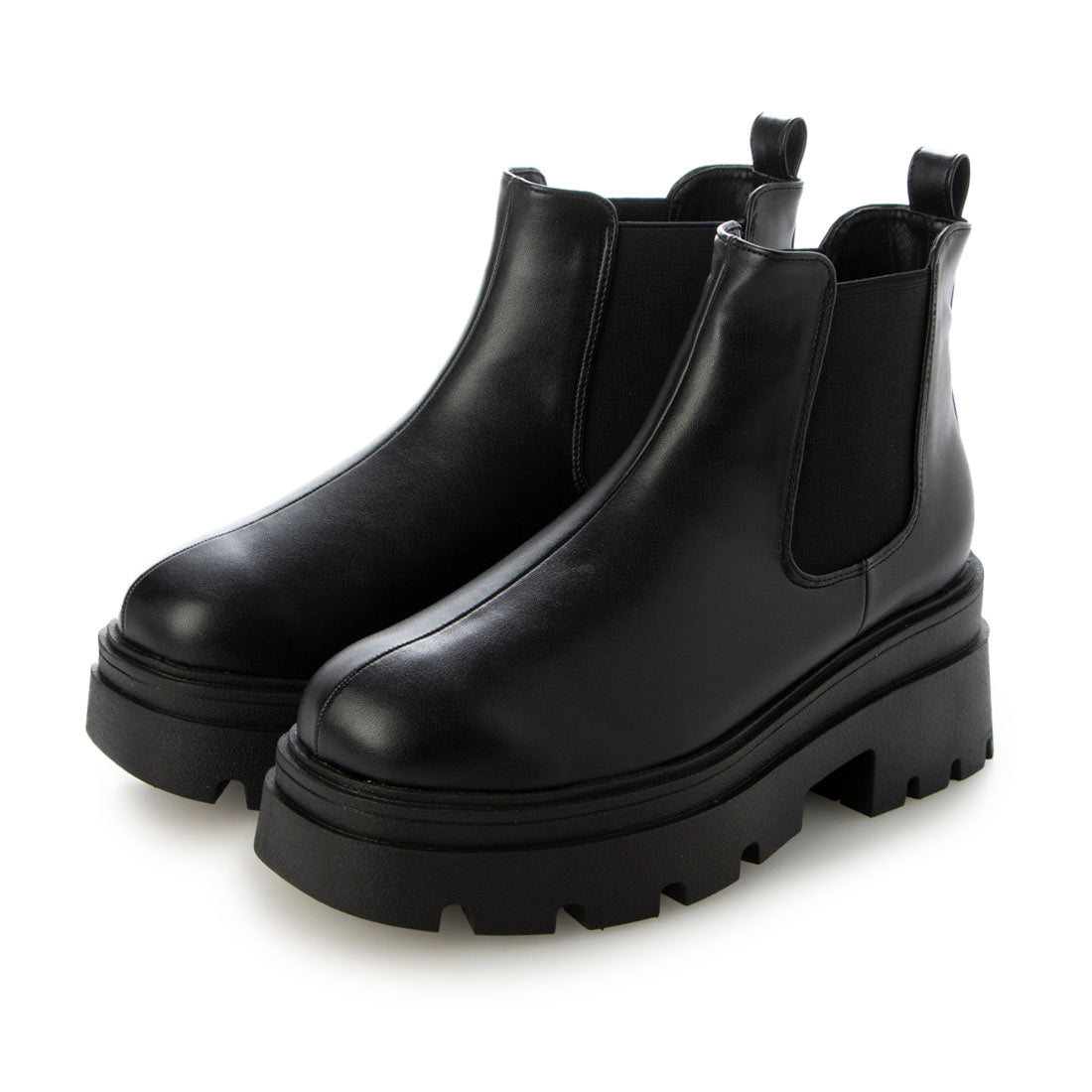 ルームナイン ROOM9 厚底 ショートブーツ レディース サイドゴアブーツ 黒 チェルシーブーツ,ブラックスムース