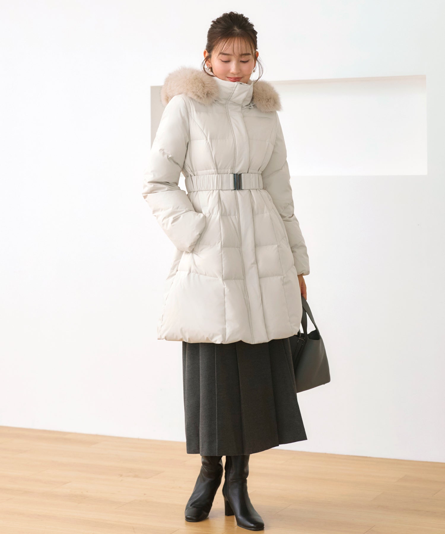 ルイルエブティック RUIRUE BOUTIQUE 洗える / 撥水加工 / 静電気防止 | スタイルアップ ダウンコート | アウター / ロングダウン / ロングコート (エクリュ) エクリュ