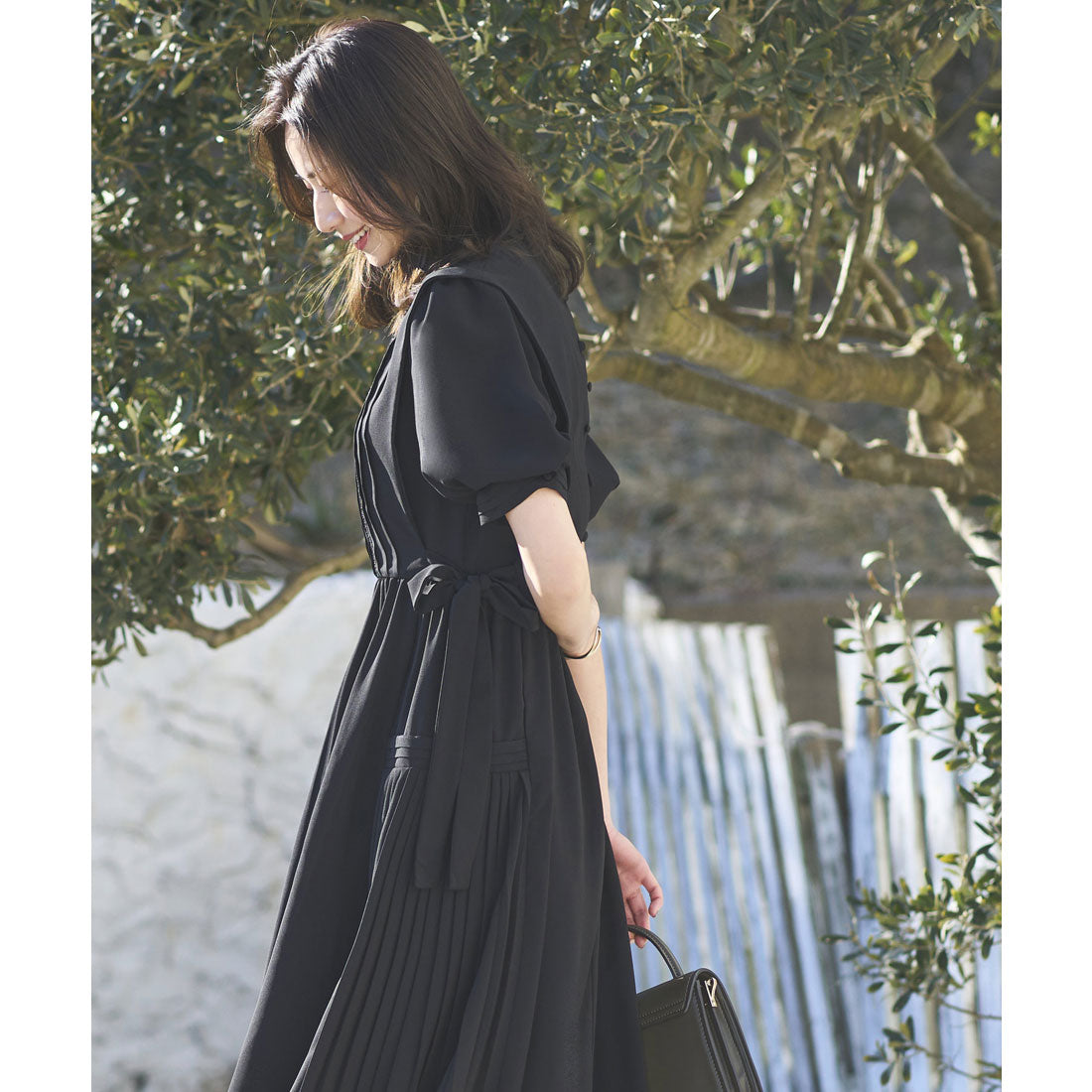 ルイルエブティック RUIRUE BOUTIQUE ジレ付きサイドプリーツワンピース