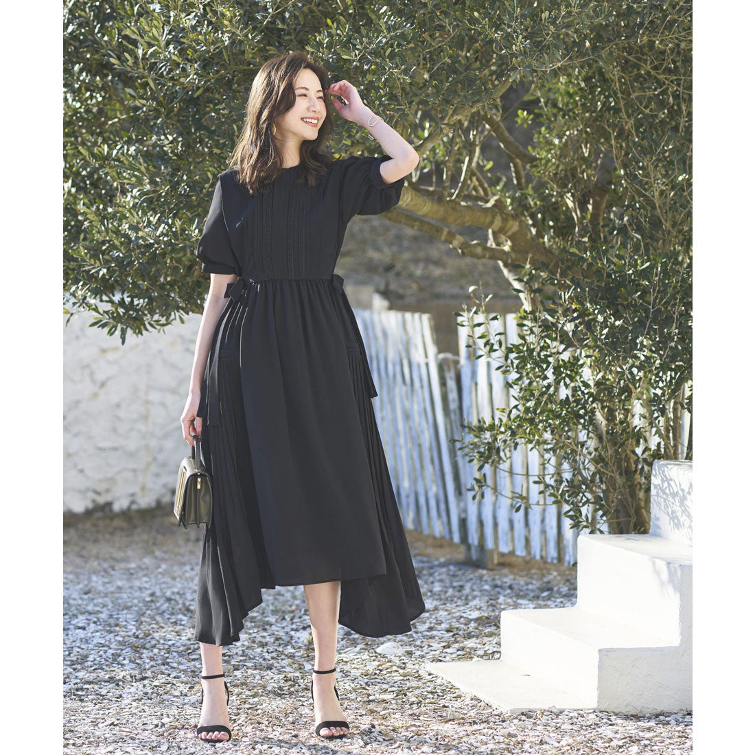 ルイルエブティック RUIRUE BOUTIQUE ジレ付きサイドプリーツワンピース