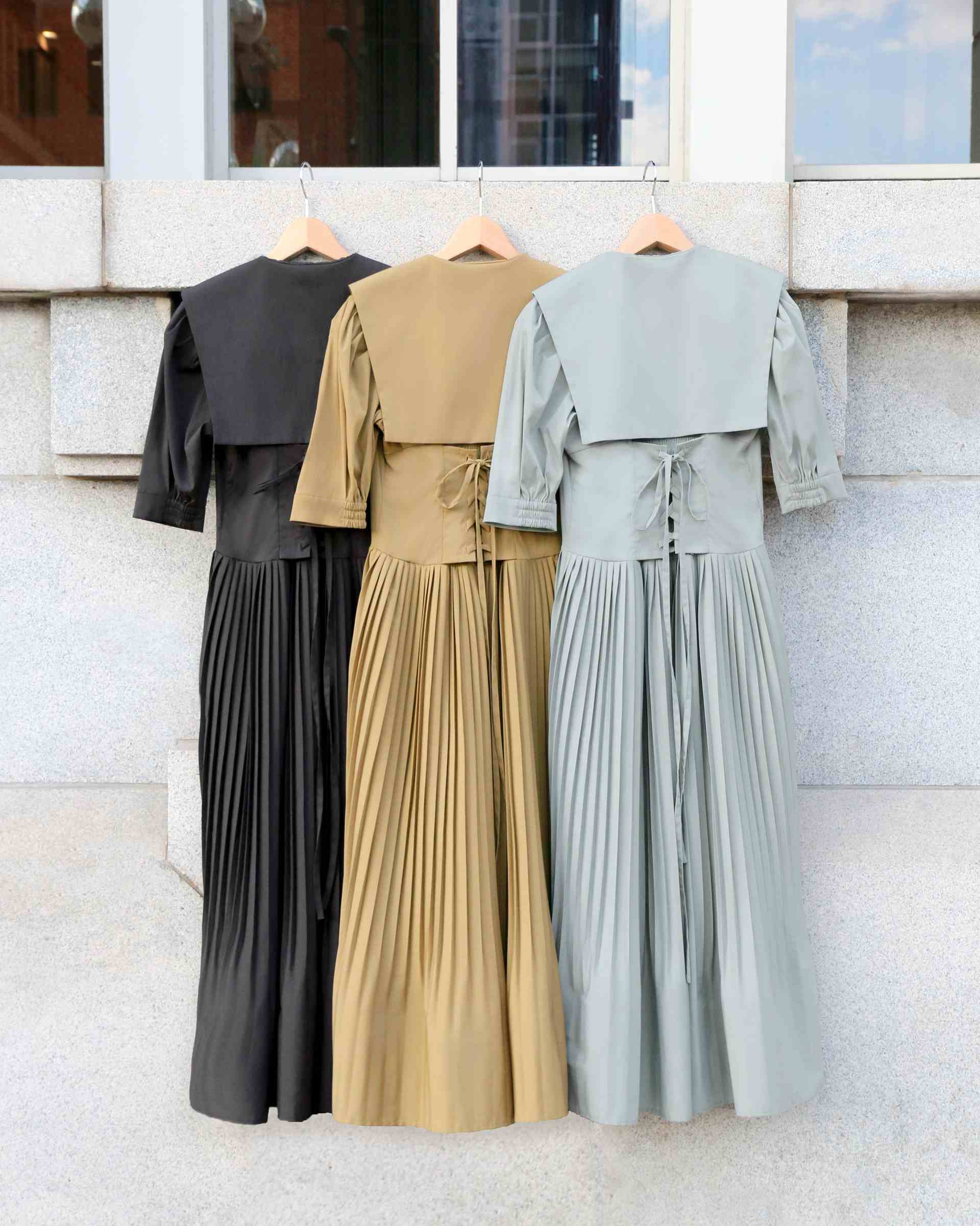 ルイルエブティック RUIRUE BOUTIQUE ビッグカラーティアードプリーツワンピース