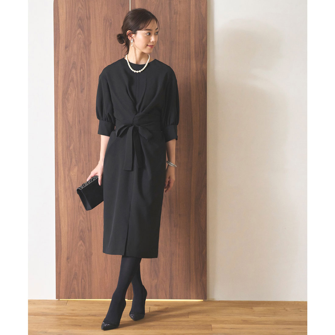RUIRUE BOUTIQUE 【Occasion Suitable】 2-Way Balloon Sleeve I-Line Dress