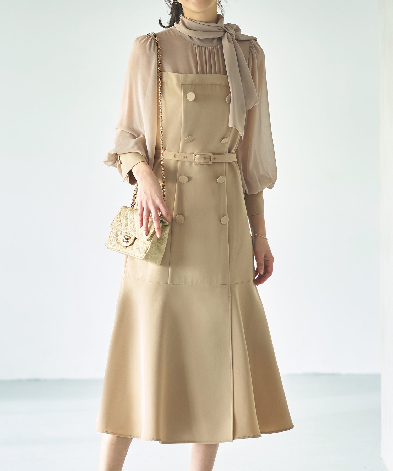 ルイルエブティック RUIRUE BOUTIQUE ハイネックリボンマーメイドワンピース