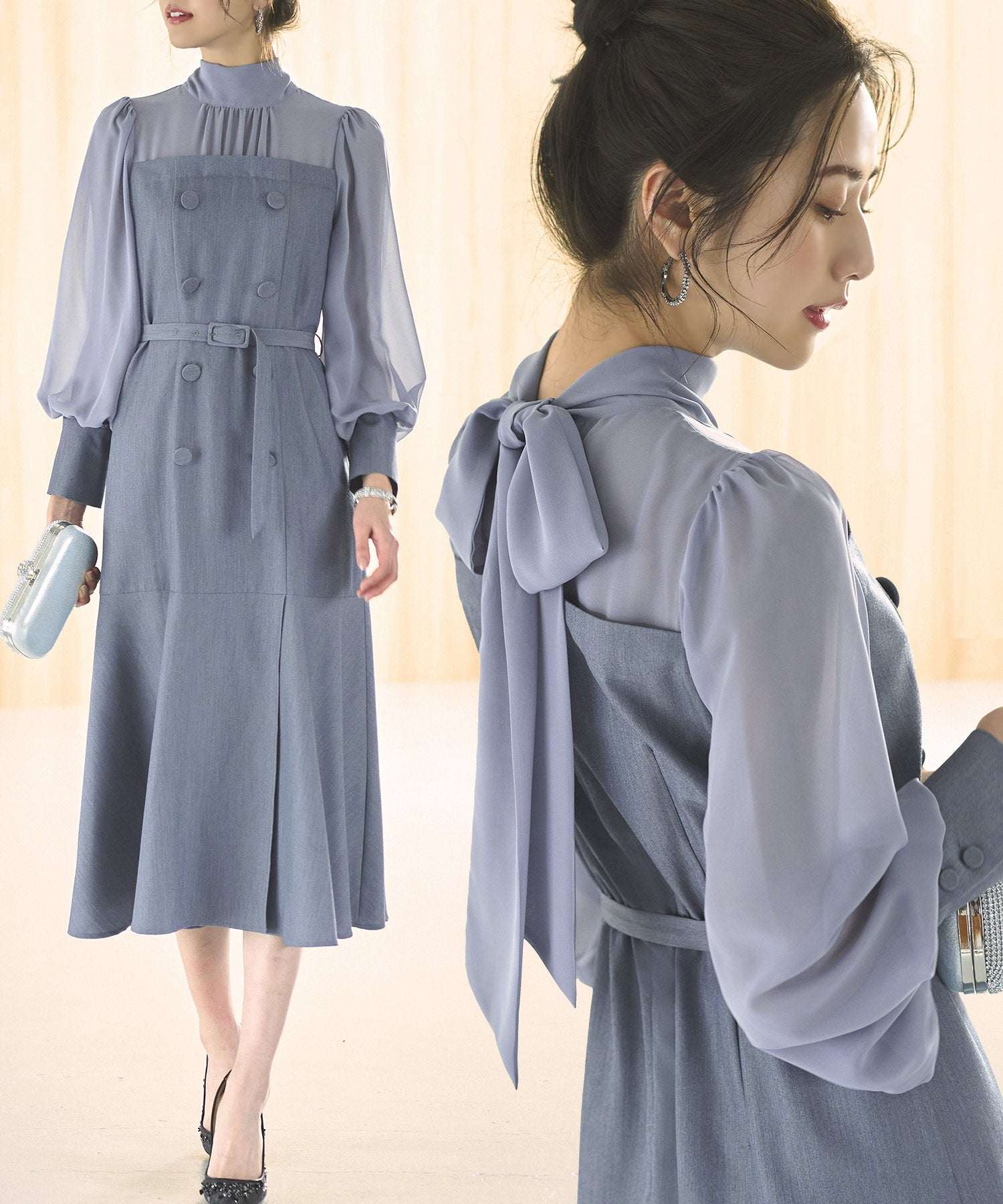 ルイルエブティック RUIRUE BOUTIQUE ハイネックリボンマーメイドワンピース