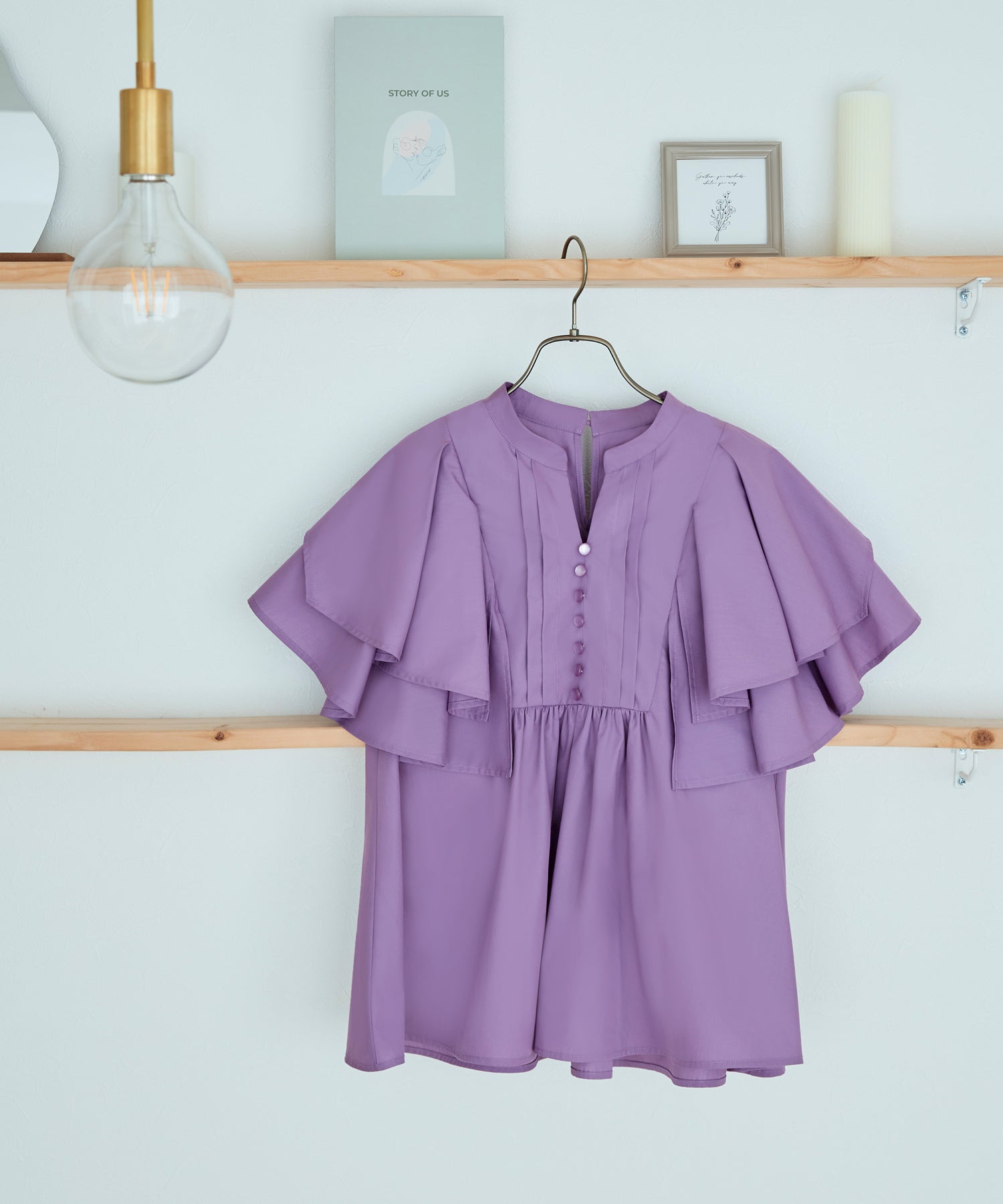 ルイルエブティック RUIRUE BOUTIQUE レイヤードケープ・キーネックブラウス | 半袖 キーネック トップス 体型カバー オフィスカジュアル ボリュームスリーブ レイヤード ケープ 通勤服 華やか ブラウス (グレージュ) グレージュ