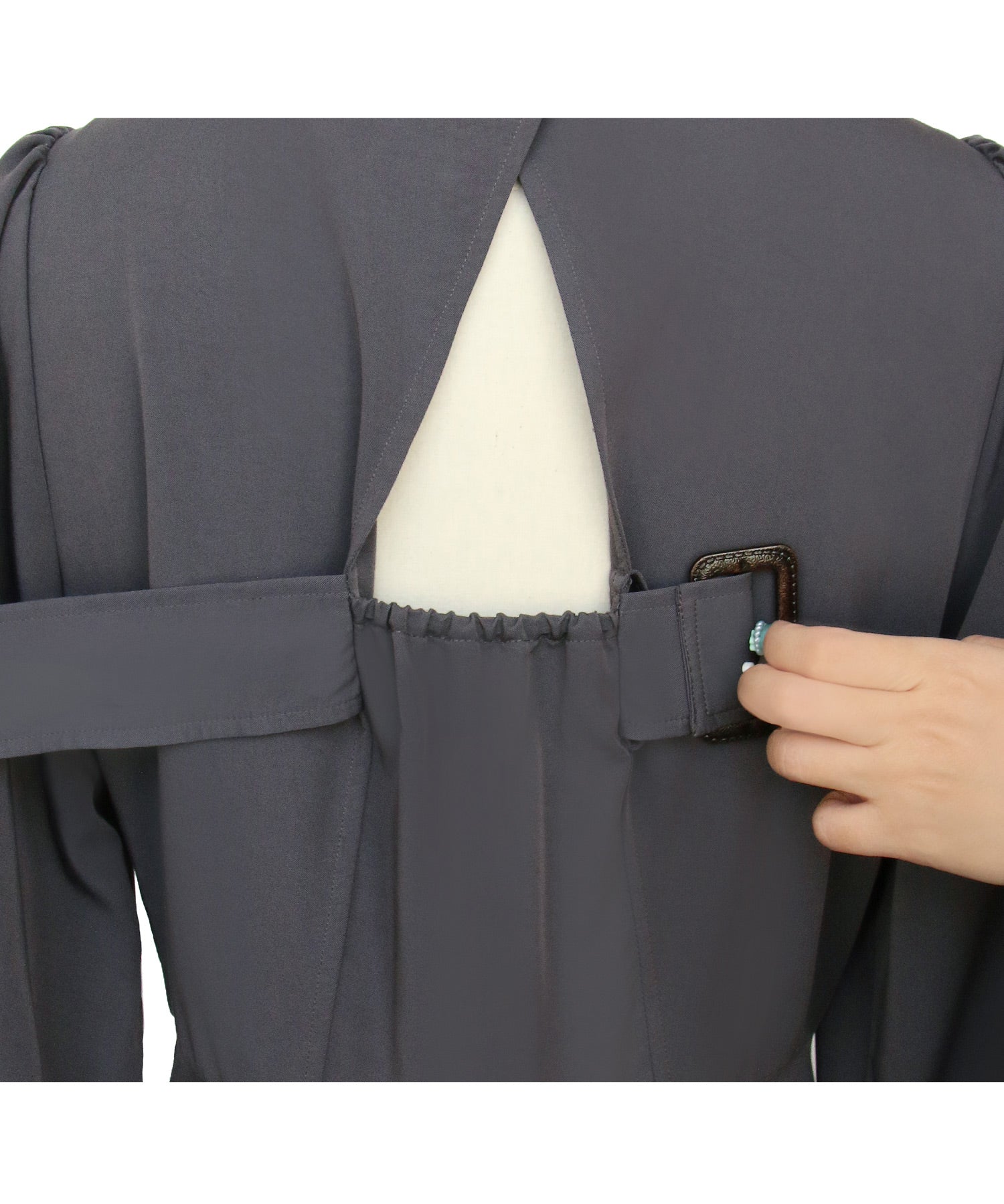 ルイルエブティック RUIRUE BOUTIQUE バックベルト・ウエストタック ロングワンピース (ベージュ) ベージュ