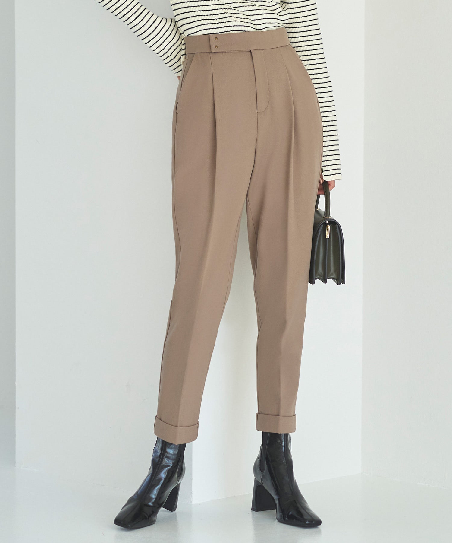 ルイルエブティック RUIRUE BOUTIQUE 【あたたか裏起毛シリーズ】シークレットゴム・ロールアップテーパードパンツ