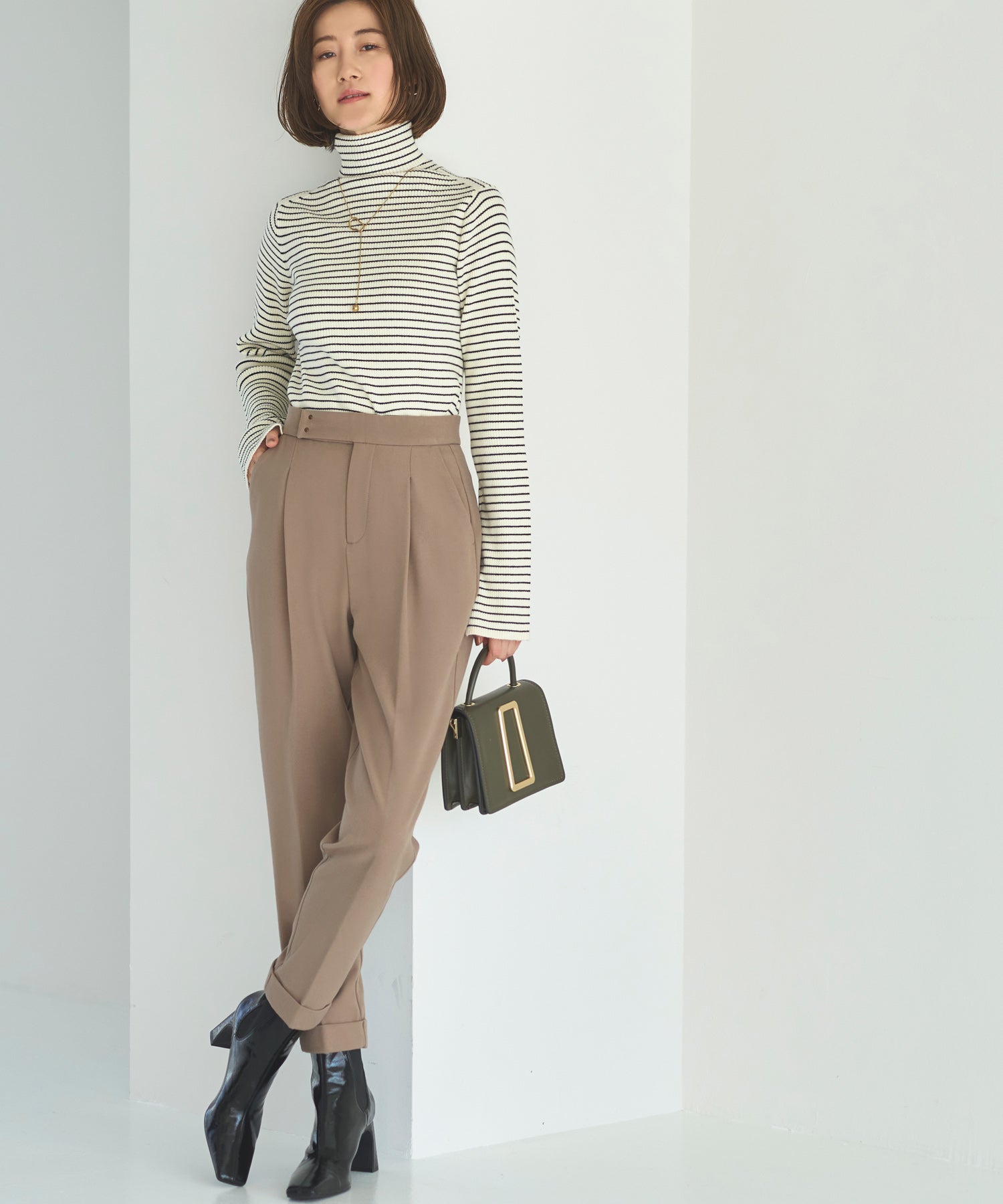 ルイルエブティック RUIRUE BOUTIQUE 【あたたか裏起毛シリーズ】シークレットゴム・ロールアップテーパードパンツ