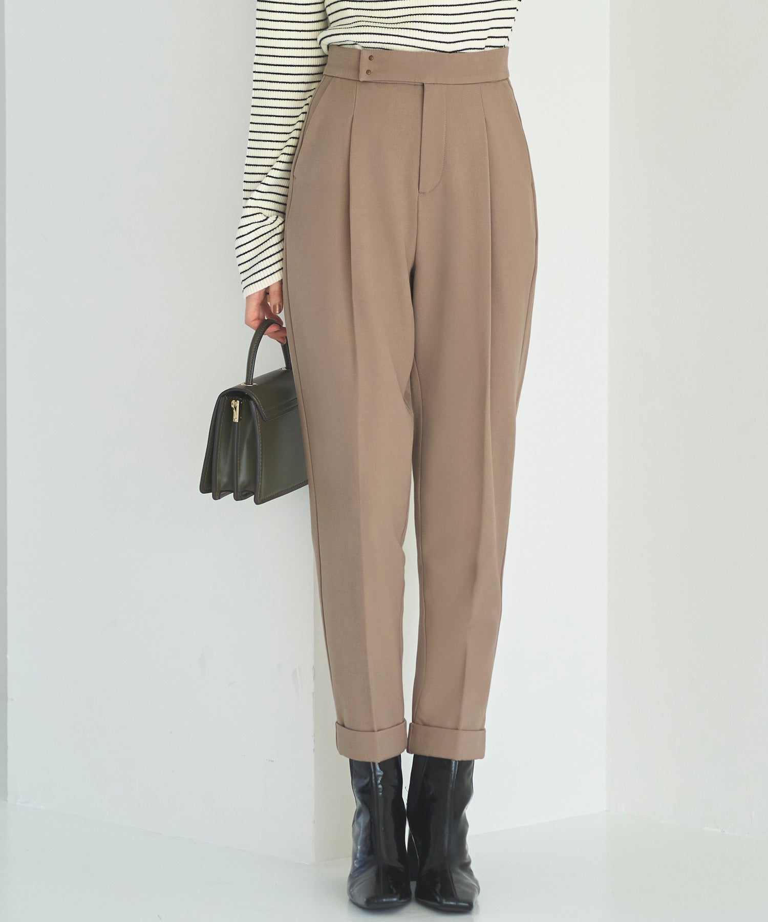 ルイルエブティック RUIRUE BOUTIQUE 【あたたか裏起毛シリーズ】シークレットゴム・ロールアップテーパードパンツ