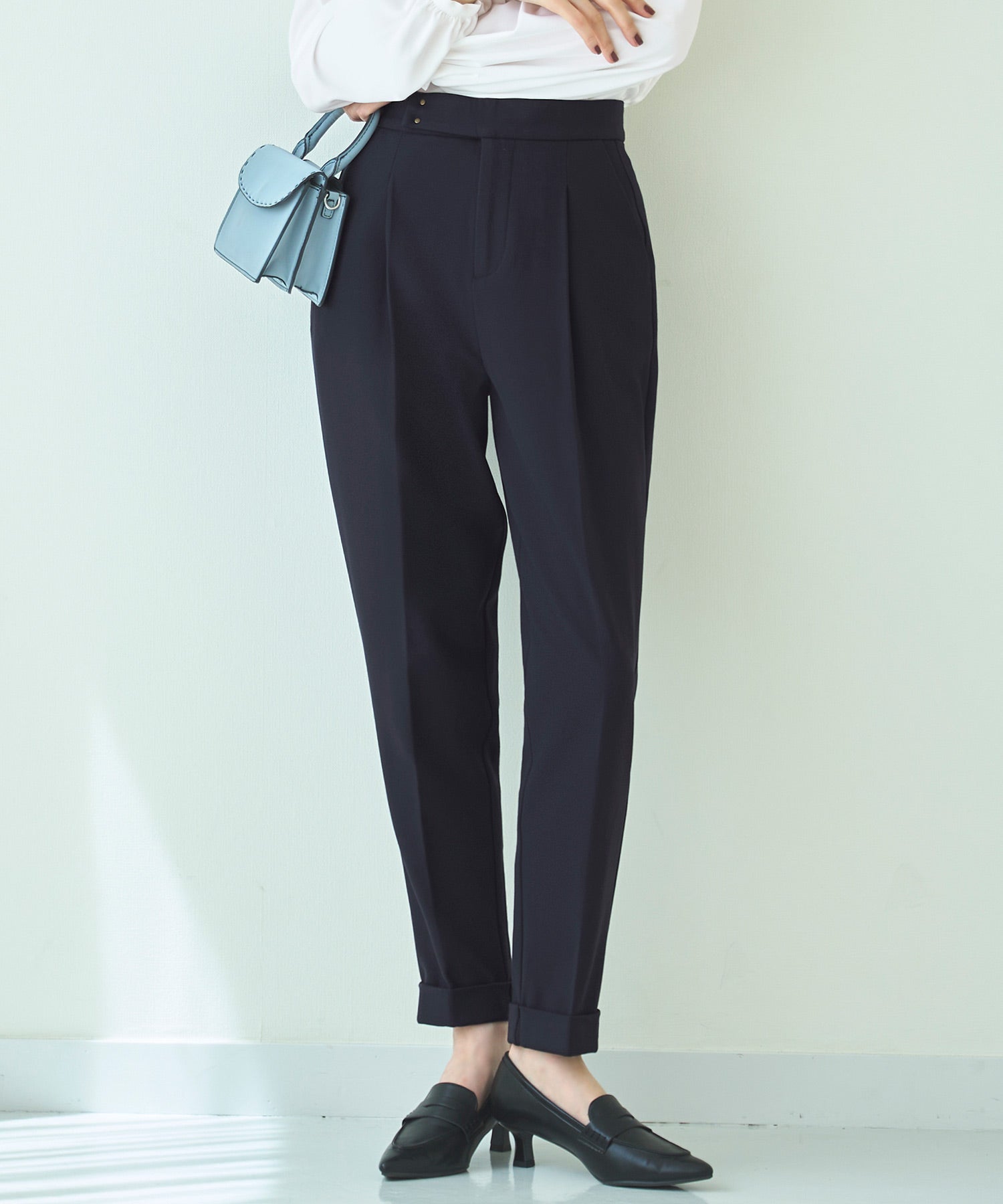 ルイルエブティック RUIRUE BOUTIQUE 【あたたか裏起毛シリーズ】シークレットゴム・ロールアップテーパードパンツ