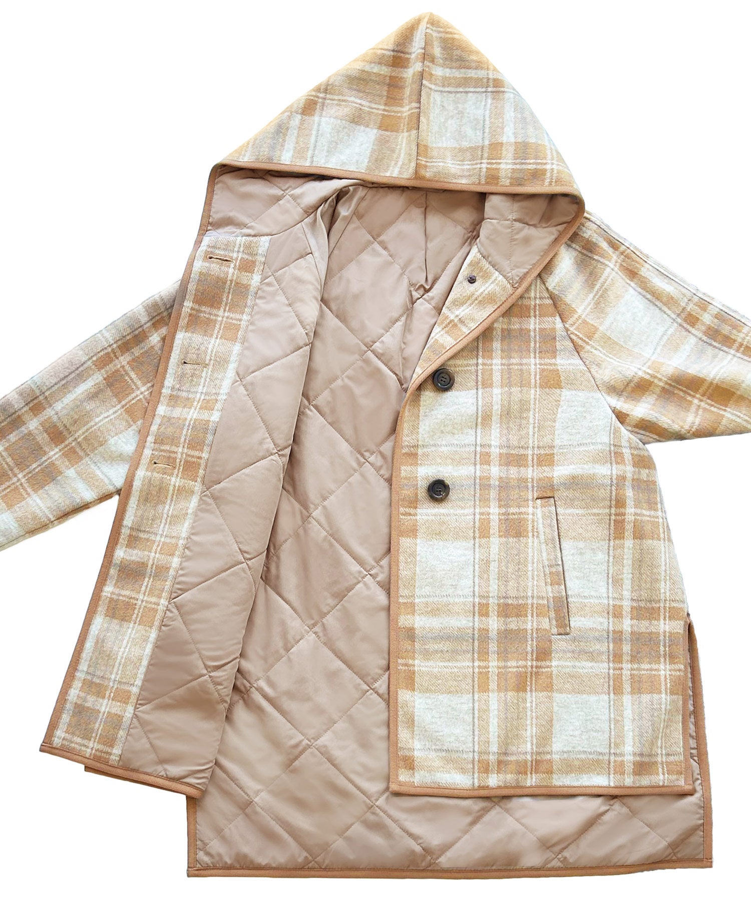 ルイルエブティック RUIRUE BOUTIQUE 【ウーリーストレッチ×ソフィーレイト】裏キルトフーデッドコート (ブラウン系) ブラウン系