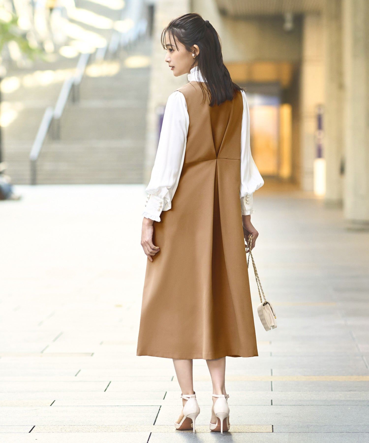 ルイルエブティック RUIRUE BOUTIQUE 【着脱楽々♪フロントファスナーシリーズ】パールモチーフ 2wayジレワンピース