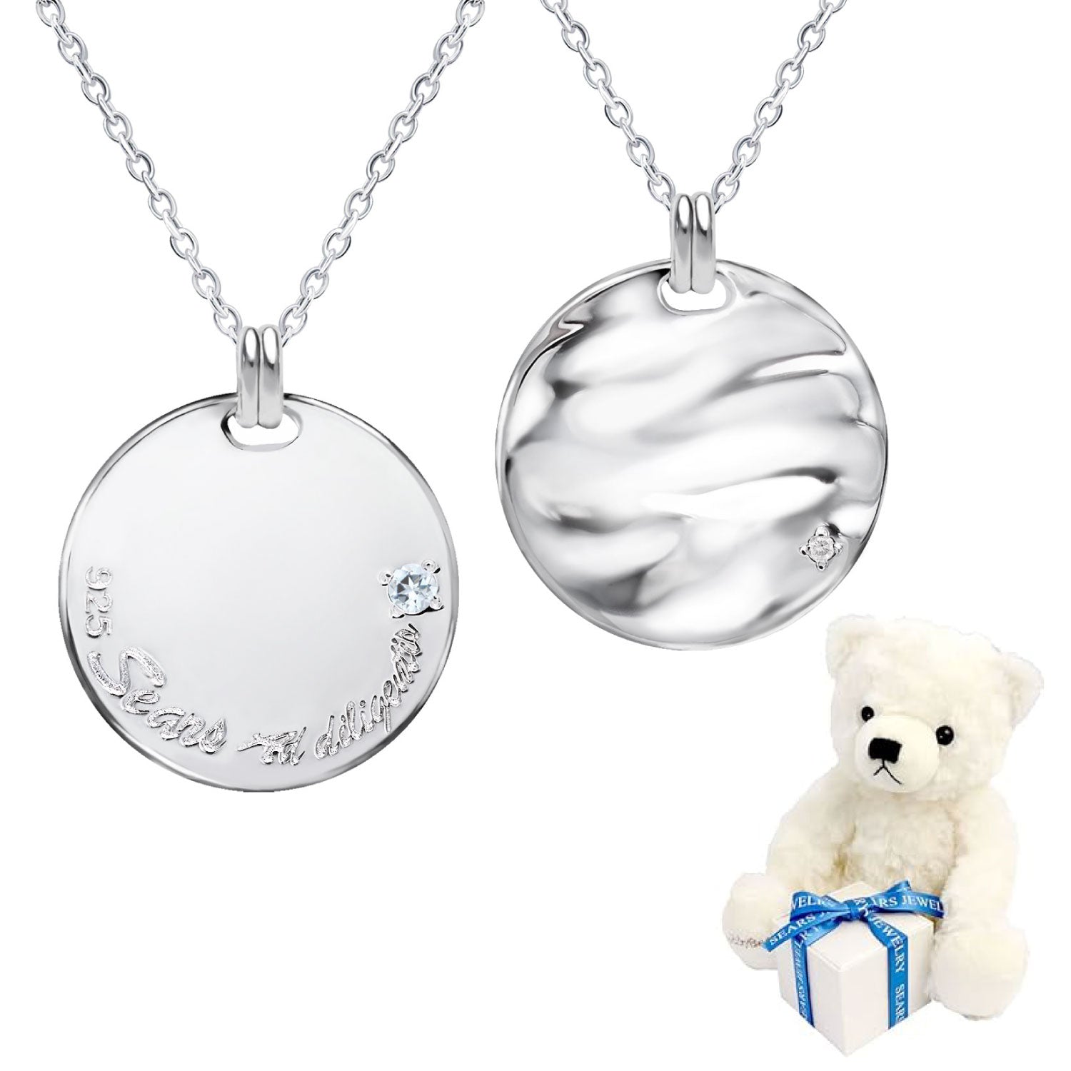 シアーズ Sears 選べる誕生石12色 ネックレス メンズ 6月 誕生石 テディベア 付 彼氏 誕生日プレゼント 男性 シルバー (3月アクアマリン) 3月アクアマリン