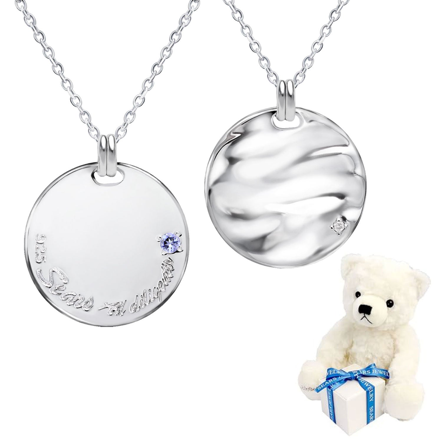 シアーズ Sears 選べる誕生石12色 ネックレス メンズ 6月 誕生石 テディベア 付 彼氏 誕生日プレゼント 男性 シルバー (12月タンザナイト) 12月タンザナイト