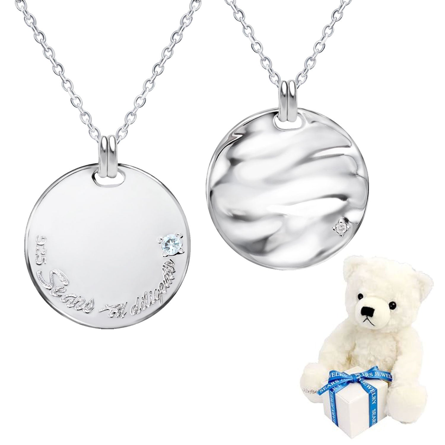 シアーズ Sears 選べる誕生石12色 ネックレス メンズ 6月 誕生石 テディベア 付 彼氏 誕生日プレゼント 男性 シルバー (11月ブルートパーズ) 11月ブルートパーズ