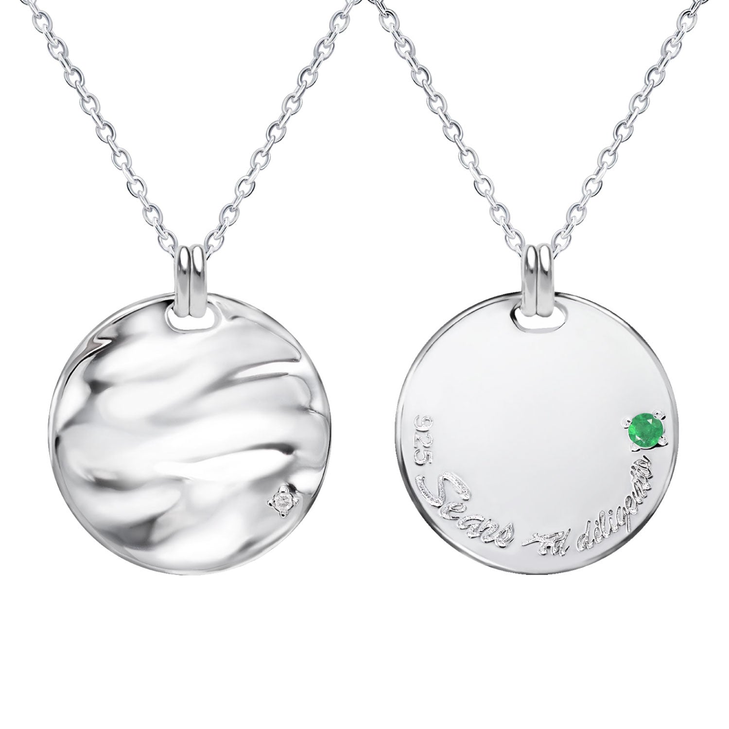 シアーズ Sears 選べる誕生石12色 ネックレス メンズ 6月 誕生石 彼氏 誕生日プレゼント 男性 シルバー (5月エメラルド) 5月エメラルド