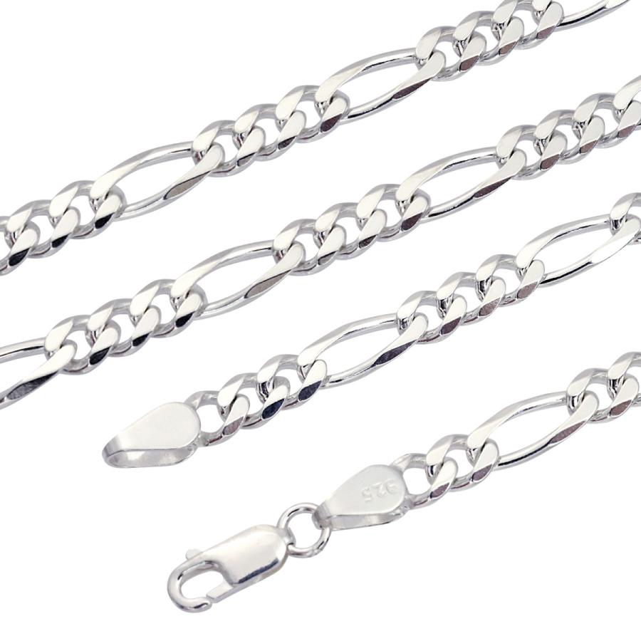 シアーズ Sears フィガロ 6面カット チェーン ネックレス シルバー sv 925 幅 5.5mm 長さ 50cm (シルバー) シルバー