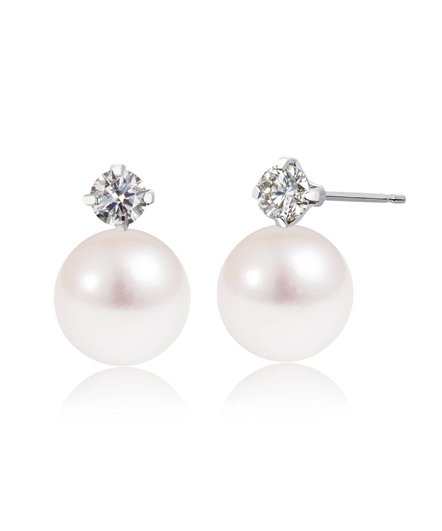 シアーズ Sears ピアス レディース アコヤ真珠 5.0~5.5mm 天然ダイヤモンド 0.08ct PT900 プラチナ K18 18金 ゴールド シアーズ sears 女性