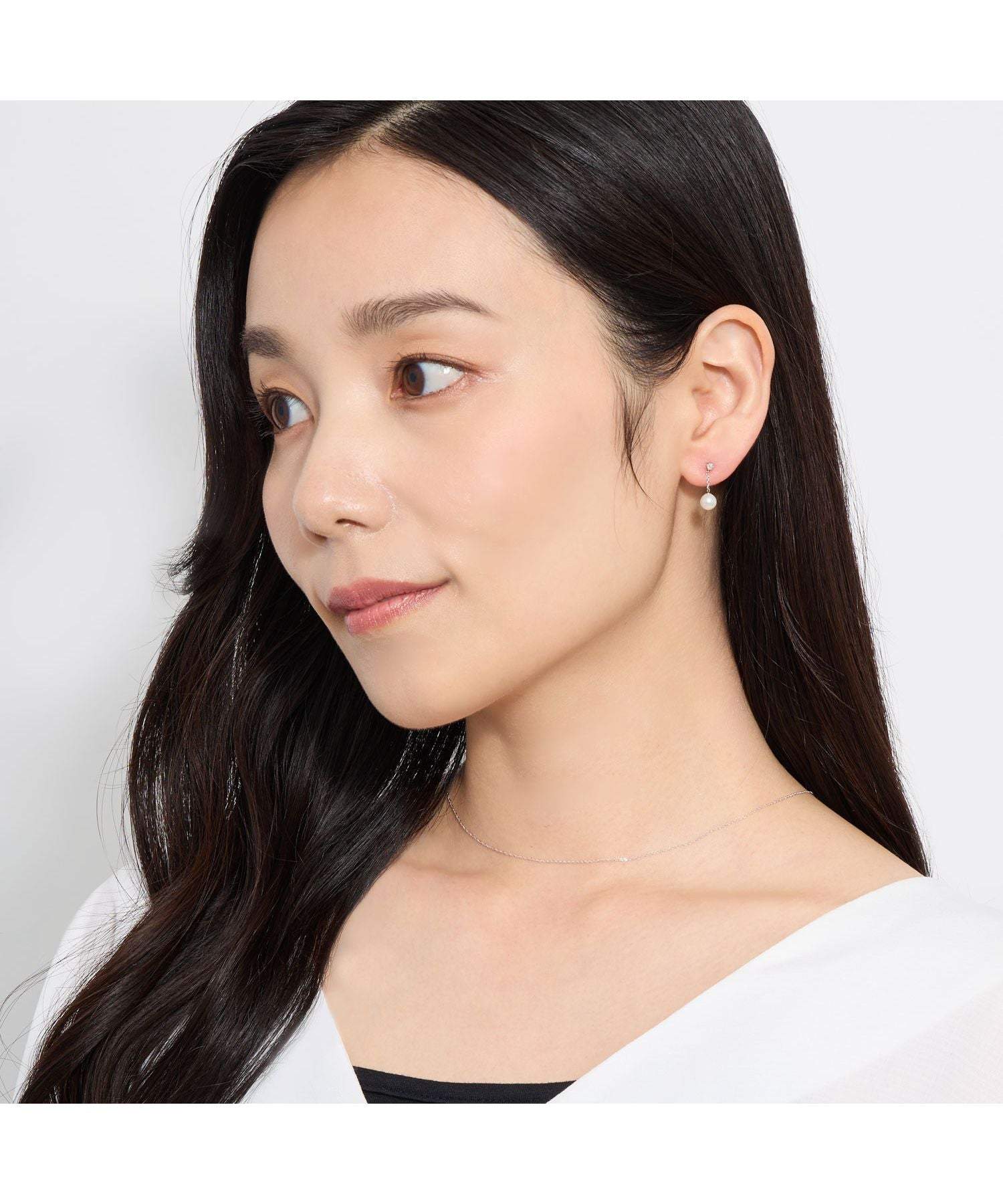 シアーズ Sears ピアス レディース アコヤ真珠 5.0~5.5mm 天然ダイヤモンド 0.08ct PT900 プラチナ K18 18金 ゴールド シアーズ sears 女性